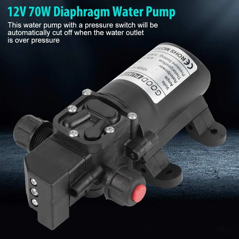 KSTE Pompa Membranowa 12V, Wysokociśnieniowa Wodna 0,9mpa 6l/Min, Samozasysająca Elektryczna 70W Do Czyszczenia Łodzi Kempingowych I Podlewania Ogrodu
