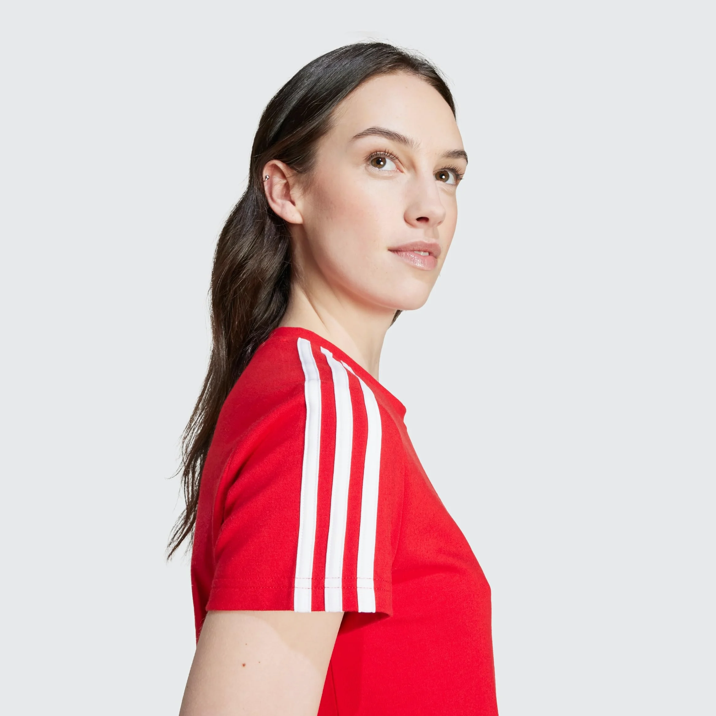 adidas Kobiety Essentials 3-Stripes Single Jersey Fitted Tee Dress, Better Scarlet S23, M