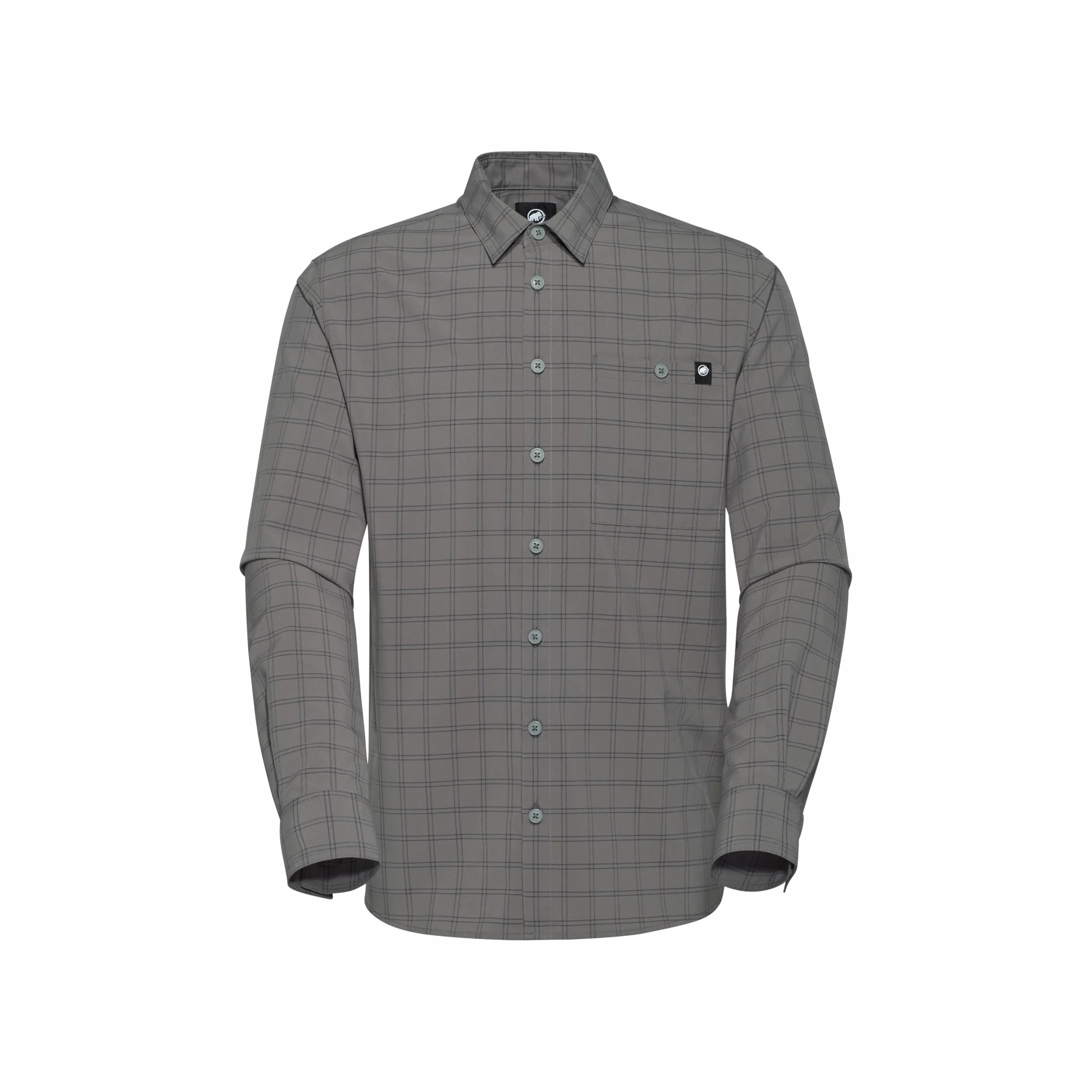 Mammut Lenni Longsleeve Shirt Men – Koszula Trekkingowa Męska | Długi Rękaw, Ochrona UV, Szybkoschnąca i Oddychająca | Rozmiar L, Stalowy-czarny
