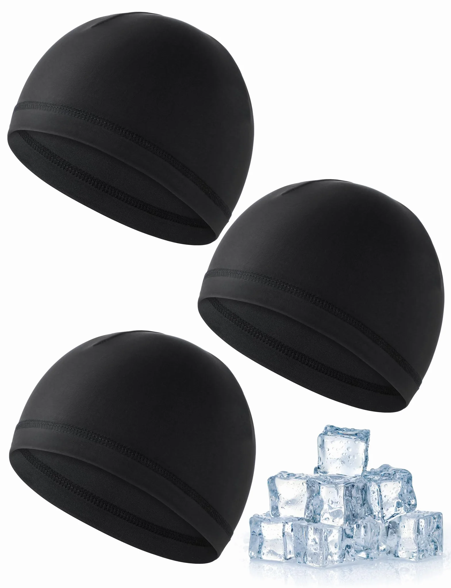 Becellen 3 szt. Letnia czapka dla dzieci, lodowy jedwab czapka rowerowa czarna elastyczna czapka rowerowa oddychająca unisex czapka beanie dla chłopców i dziewcząt, Czarny (Black), rozmiar uniwersalny