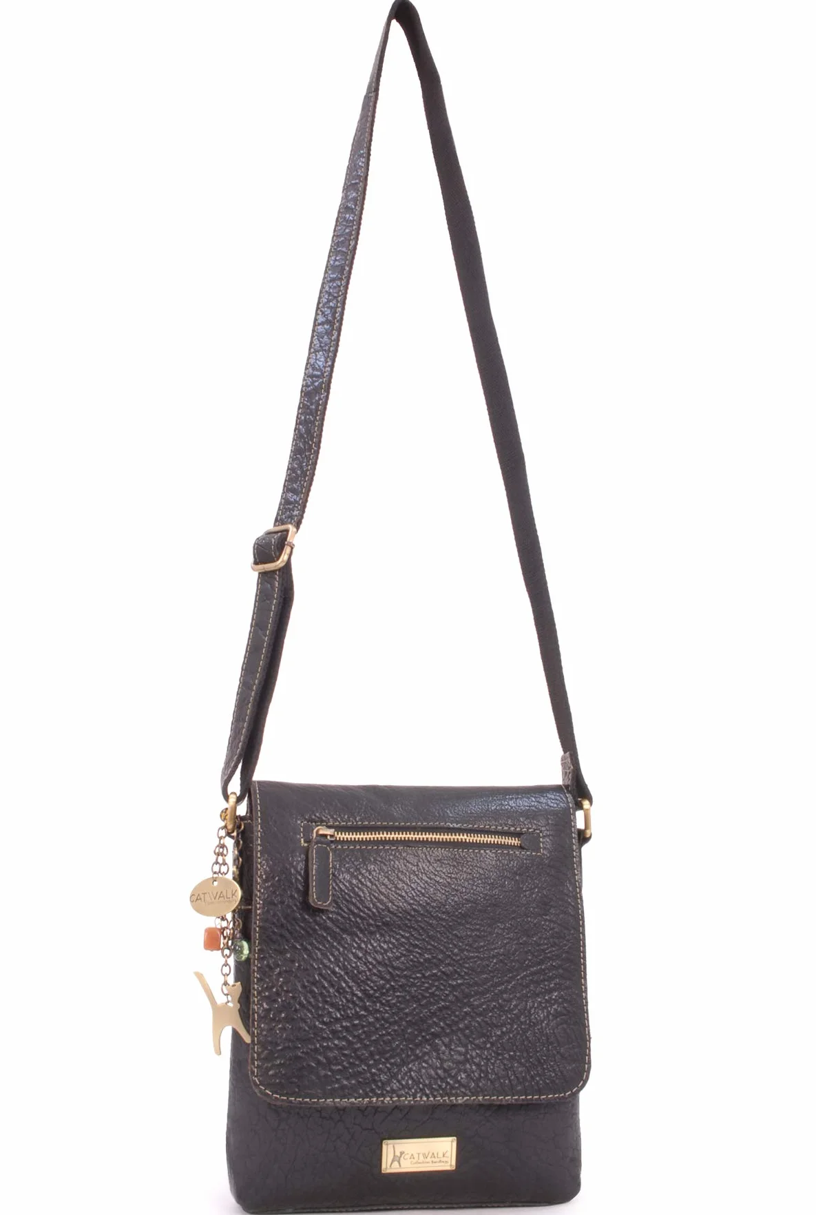Catwalk Collection Handbags - Damska Skórzana Antykradzieżowa Torebka Crossbody - Średnia Torba Listonoszka - Regulowany Pasek - Anja