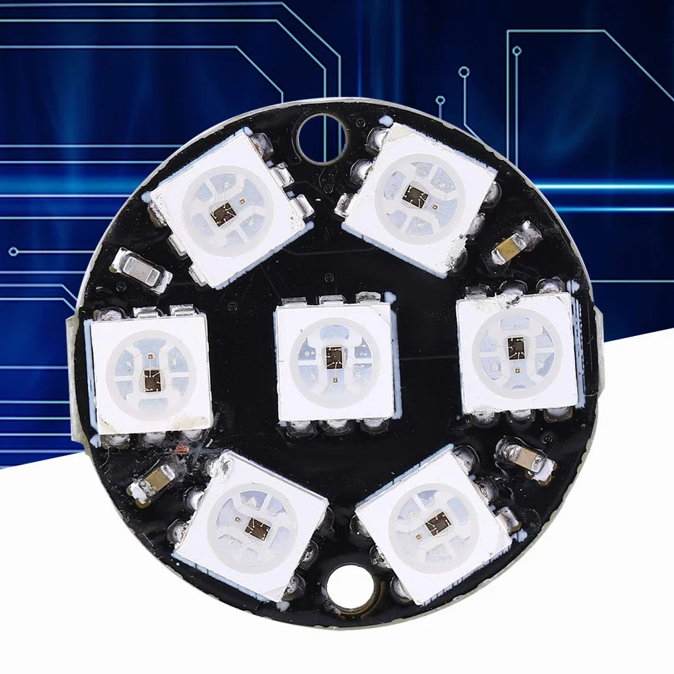 10 Sztuk Sterownik Led, Okrągłe Wbudowane światło Kolorowe WS2812 Ws2812b Płytka Rozwojowa Pierścienia 7bit Led RGB Cjmcu 7 Bit WS2812 5050 RGB