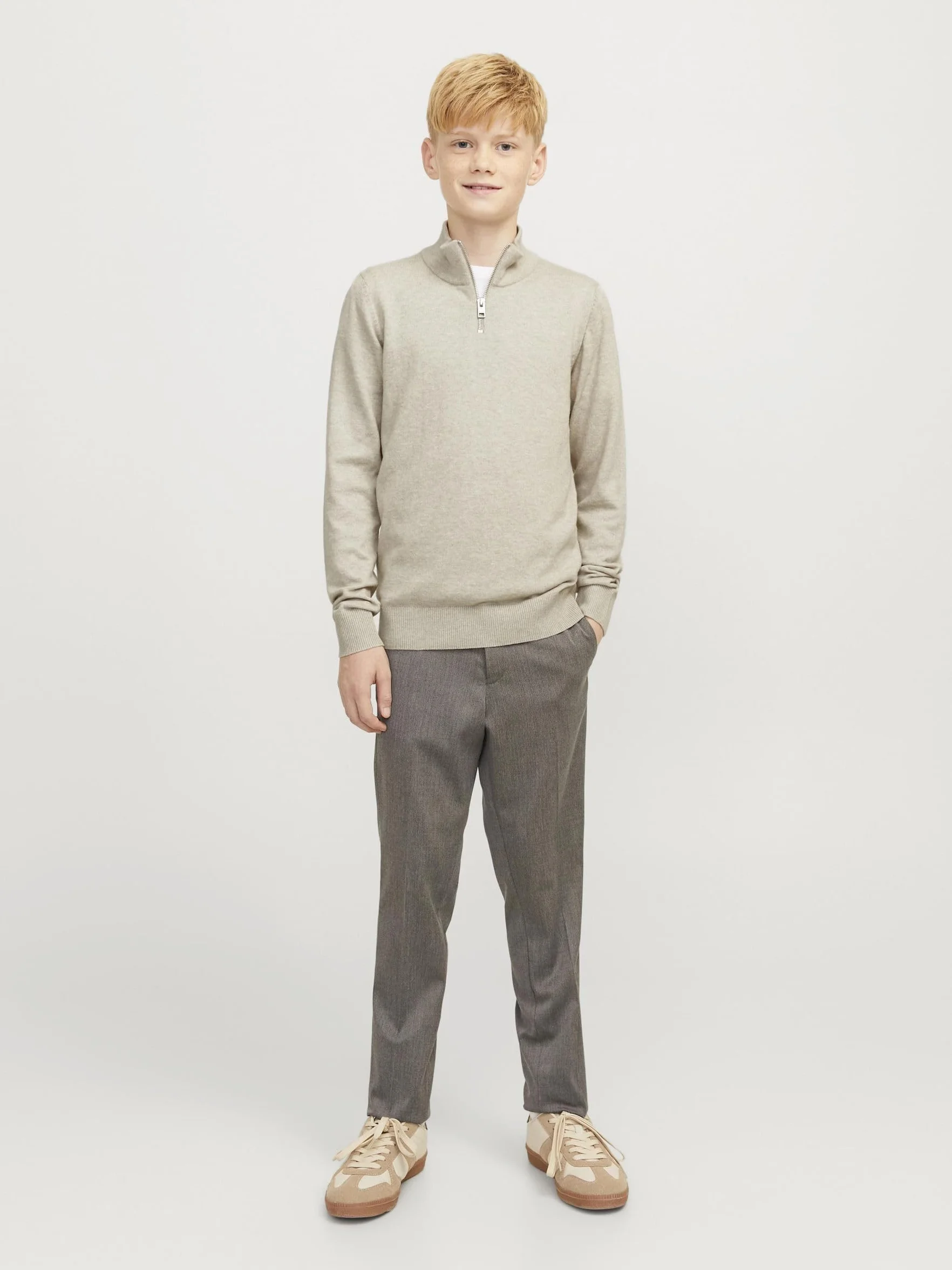 JACK & JONES Chłopięcy kardigan z zamkiem błyskawicznym na ćwiartki, kurtka z dzianiny z zamkiem błyskawicznym na ć, granatowy blezer, 164