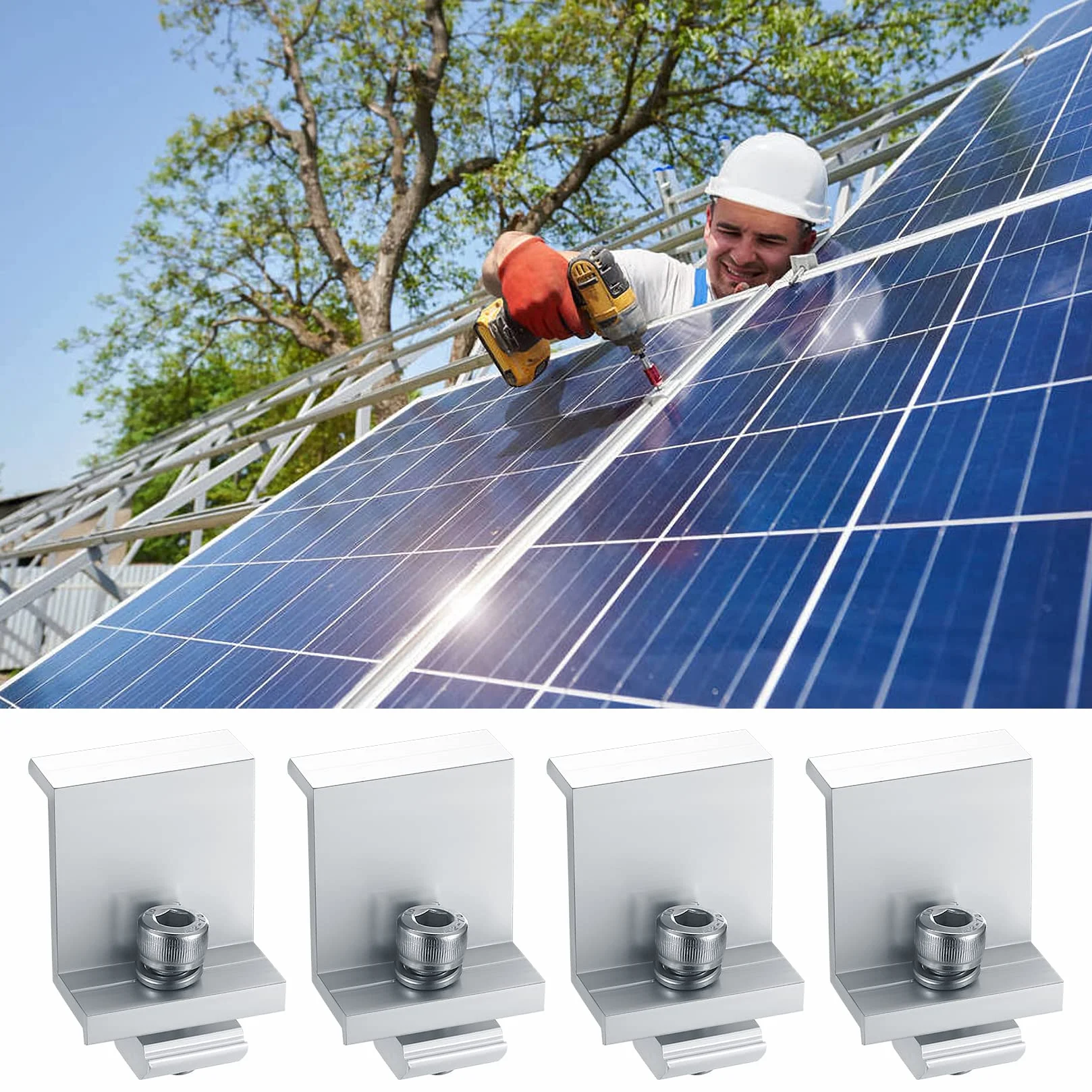 6 szt. wspornik do modułu solarnego, zaciski końcowe, fotowoltaiczne panel słoneczne, zaciski krawędziowe, mocowanie modułu solarnego, uchwyt systemu do panela