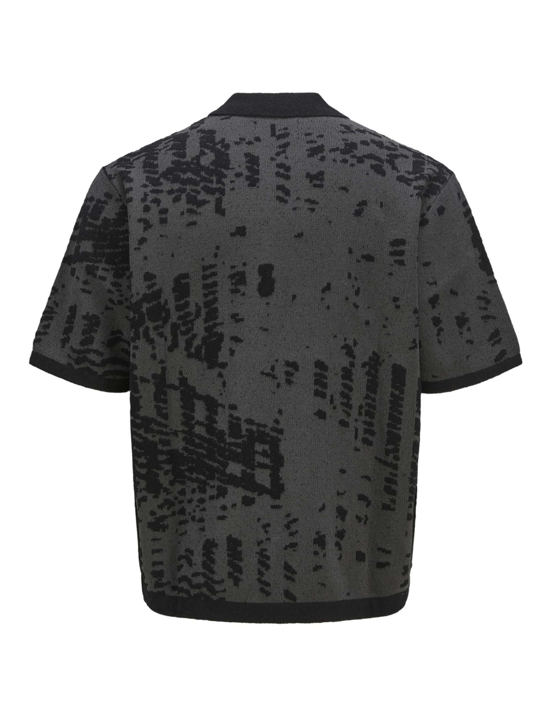 Jcolloyd Knit Ss żakardowa bluza polo z zamkiem błyskawicznym, asfaltowy, L