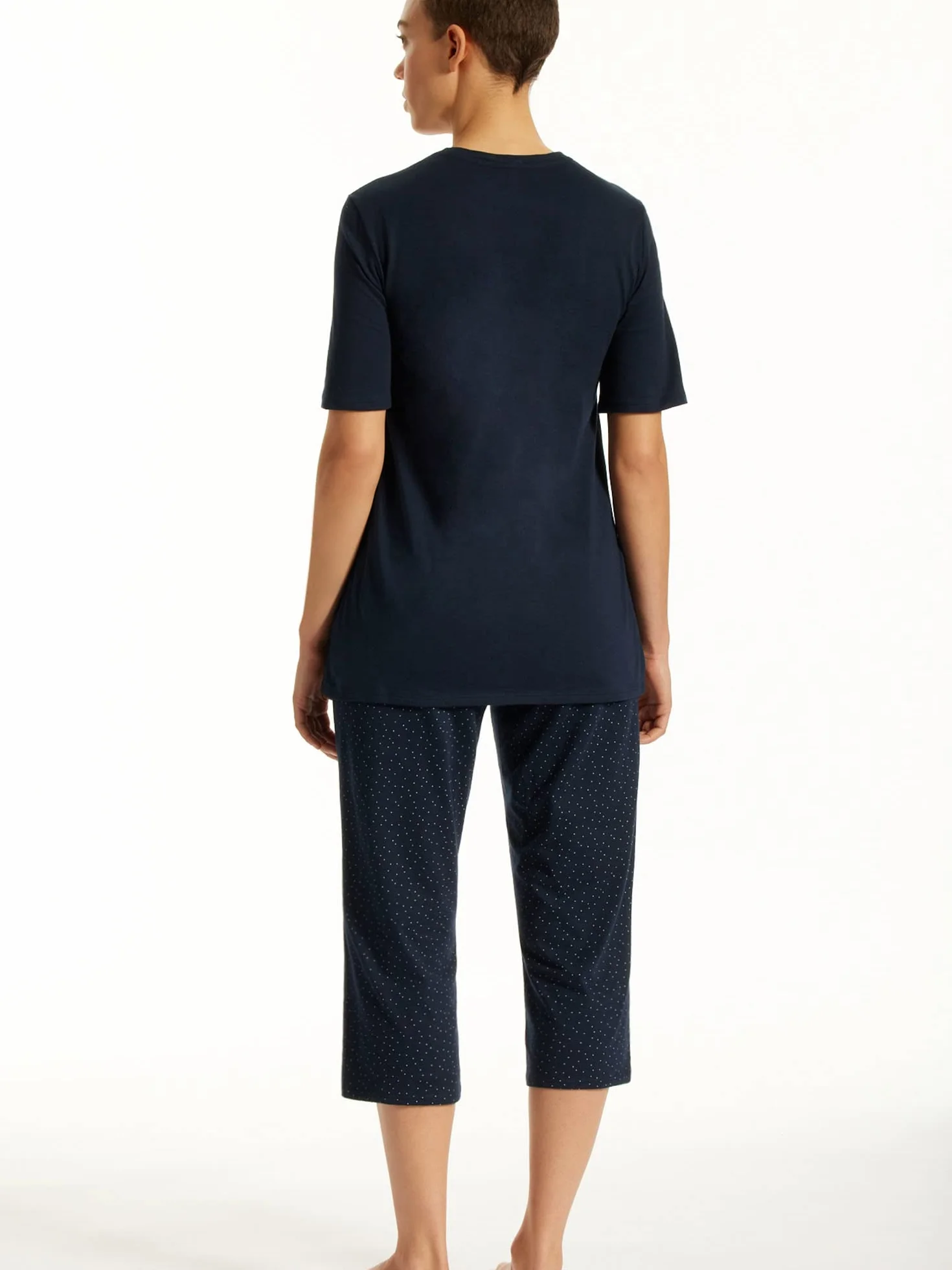 Uncover by Schiesser Damen Schlafanzug Set Shirt kurzarm mit 3/4 langer Schlafhose - Nachtwäsche