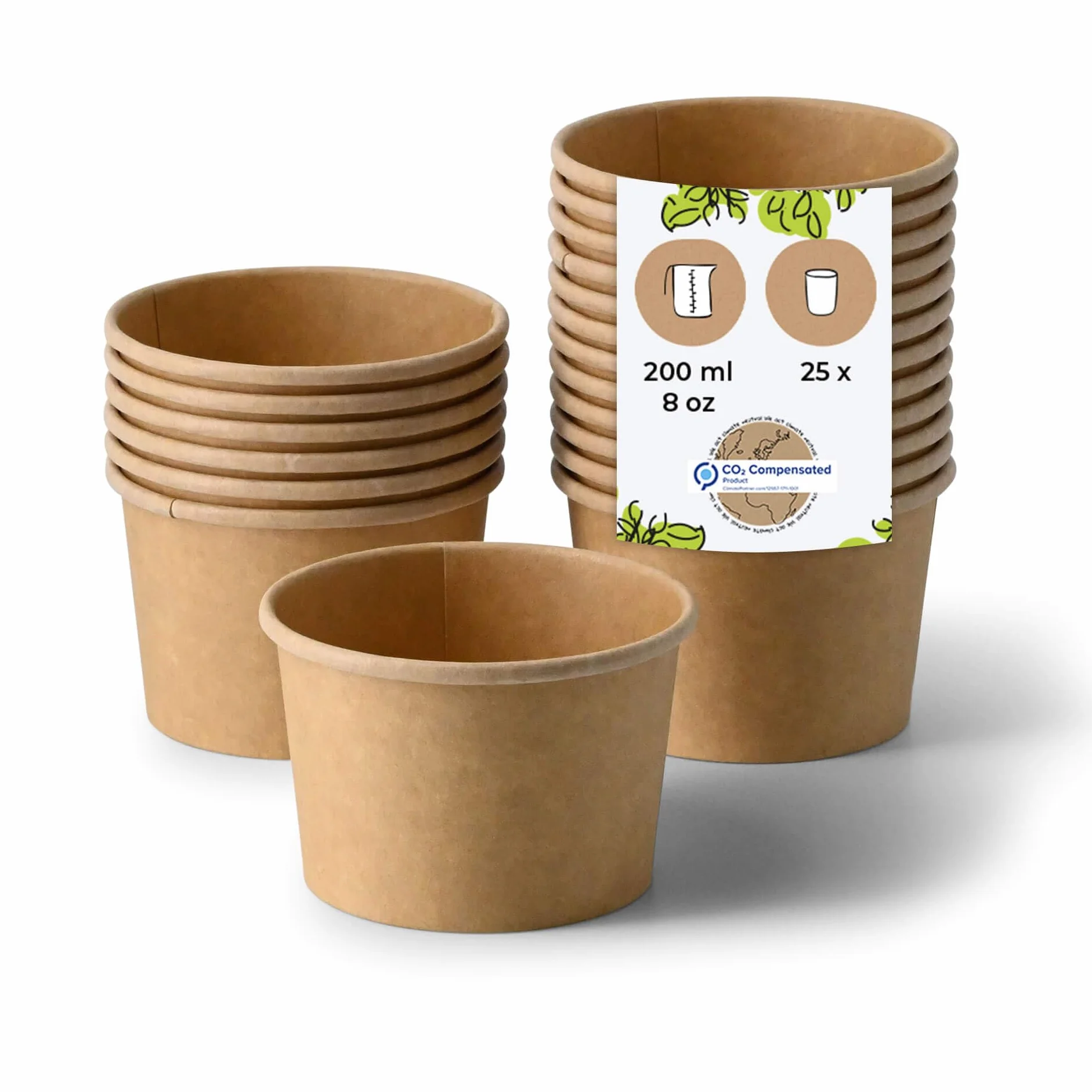 BIOZOYG Miska na zupę 25 sztuk 200 ml / 8 uncji Ø 90 mm, brązowa, miska z kartonu, kubek kraft, pojemnik na zupę, kubek na zupę, talerz na zupę, pudełko na makaron