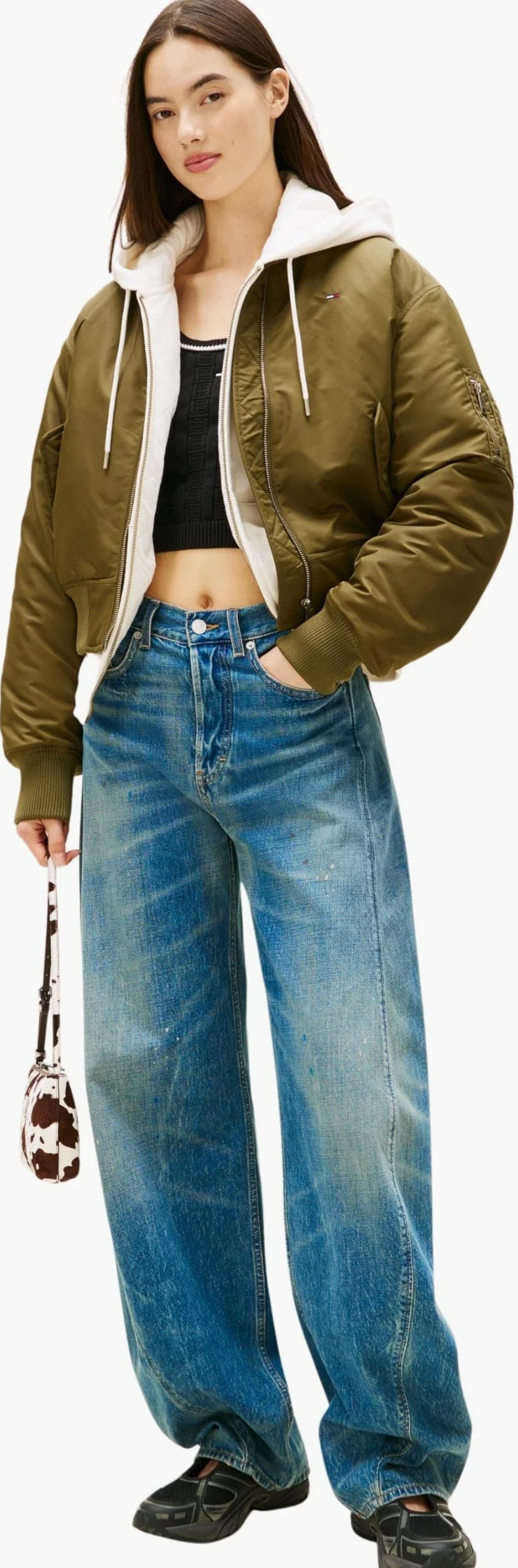Tommy Jeans Damska kurtka bomberka TJW ESSENTIAL BOMBER DW0DW22046, zielona (Tundra Olive), S, Zielony (Tundra Olive), S