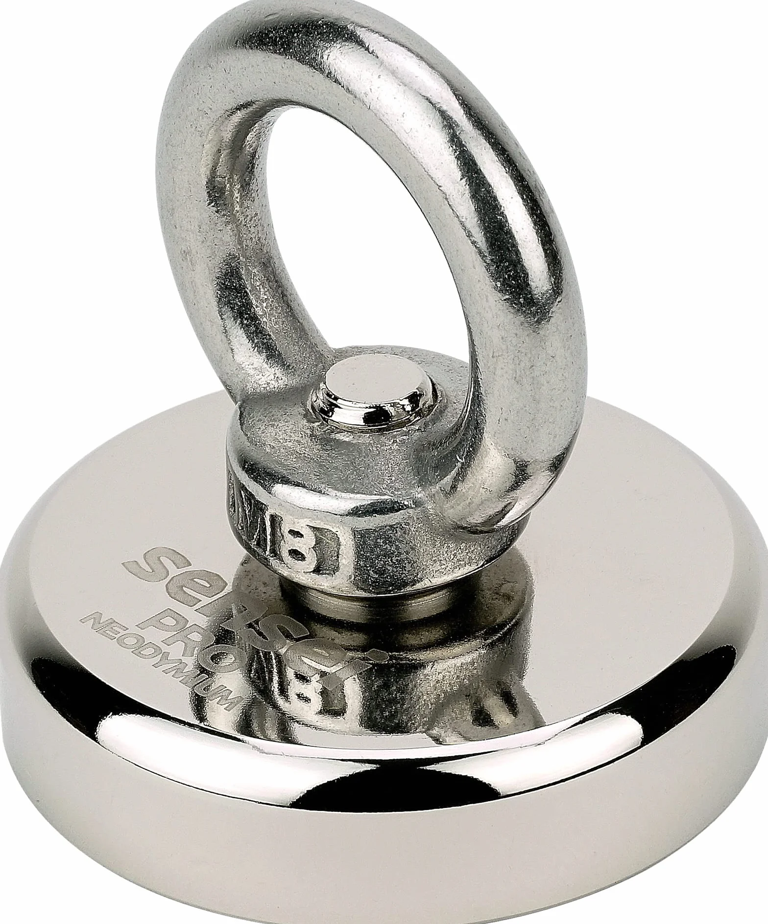 Magnes SENSEI 80 kg, Magnes Neodymowy N52 z Uchwytem Górnym, Ø4,8 x H1,2 cm, Bardzo Silny Magnes Neodymowy do Domu, Warsztatu, Połowów w Wodzie