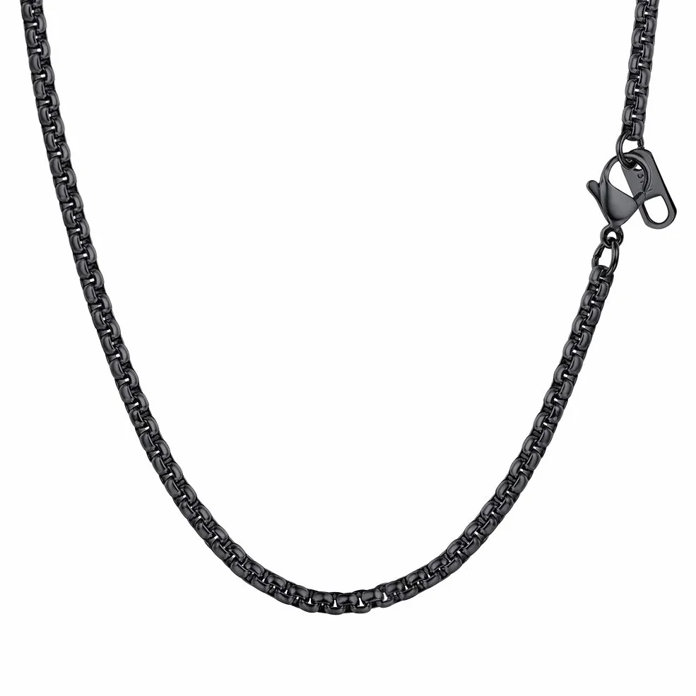 PROSTEEL Męski łańcuszek 3 mm stal nierdzewna 316L pozłacany czarny 18/20/56/66/76 cm