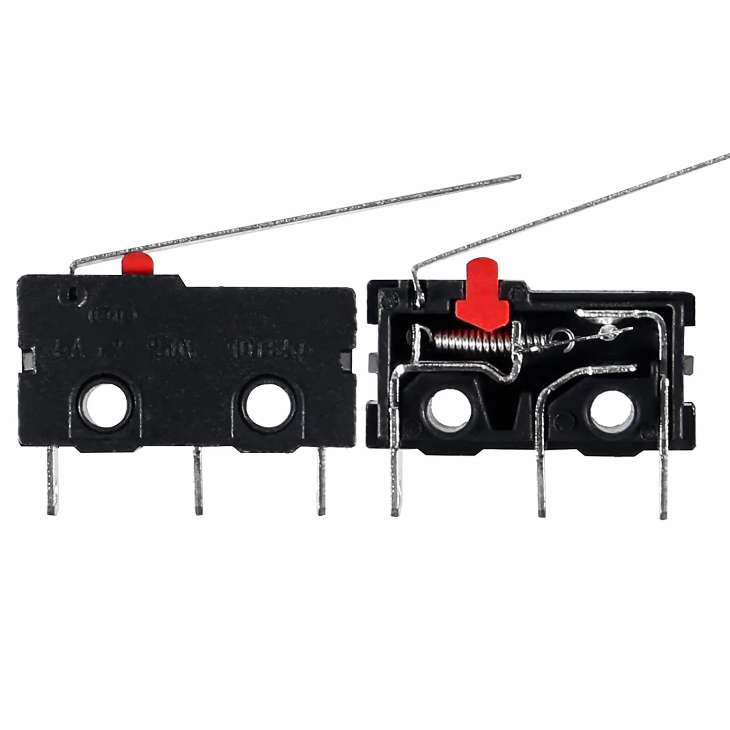 Zestaw 50 mikroprzełączników końcowych SPDT 1NO 1NC Long Straight Hinge Lever Momentary Limit Switch, AC 250 V 5 A Micro Switches 3 pin(prosty uchwyt 18 mm)