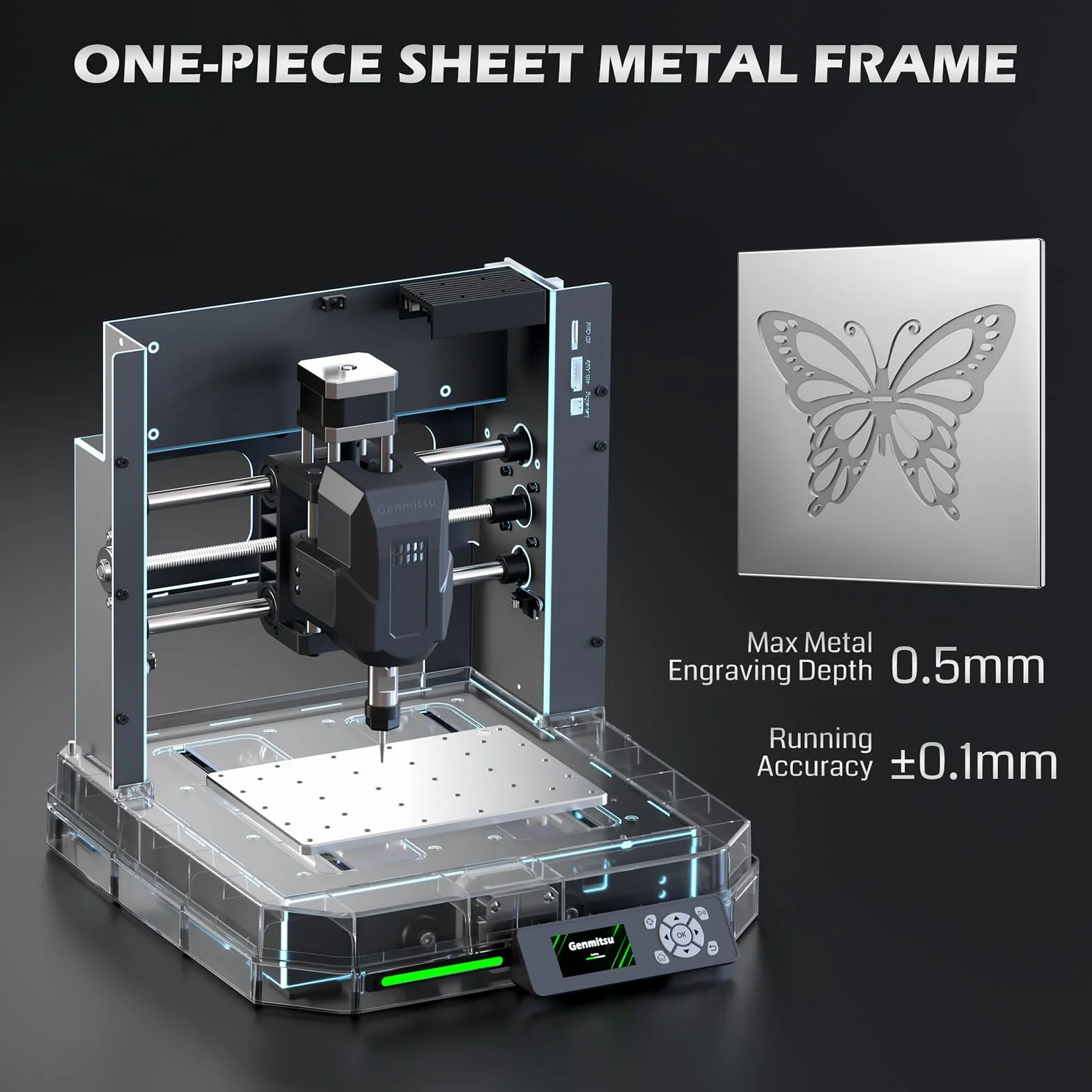 Genmitsu Cubiko frezarka CNC z obudową, frezarka PCB, Smart Desktop CNC z automatycznym sondowaniem Z, obsługa WiFi i aplikacji, idealna do polerowania, rysowania, obróbki drewna