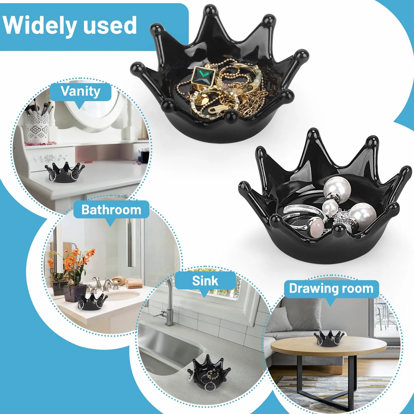 DBREAKS 4 sztuki ceramicznych miseczek na biżuterię, taca na biżuterię, małe talerze na biżuterię, miska na klucze, pierścionek, uchwyt na pierścionek, dekoracyjna taca, prezent dla kobiet