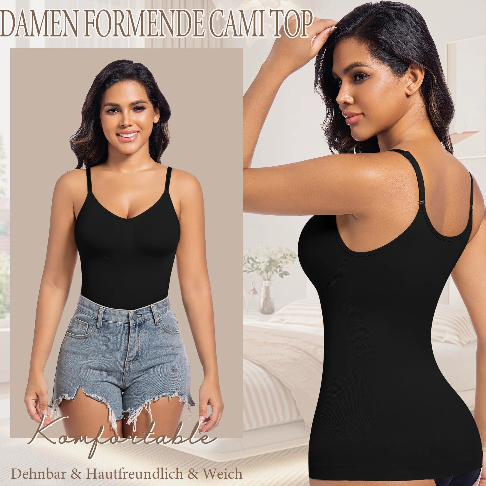 ONEW Shapewear podkoszulek damski, wyszczuplający brzuch, podkoszulek modelujący podkoszulek z ramiączkami spaghetti