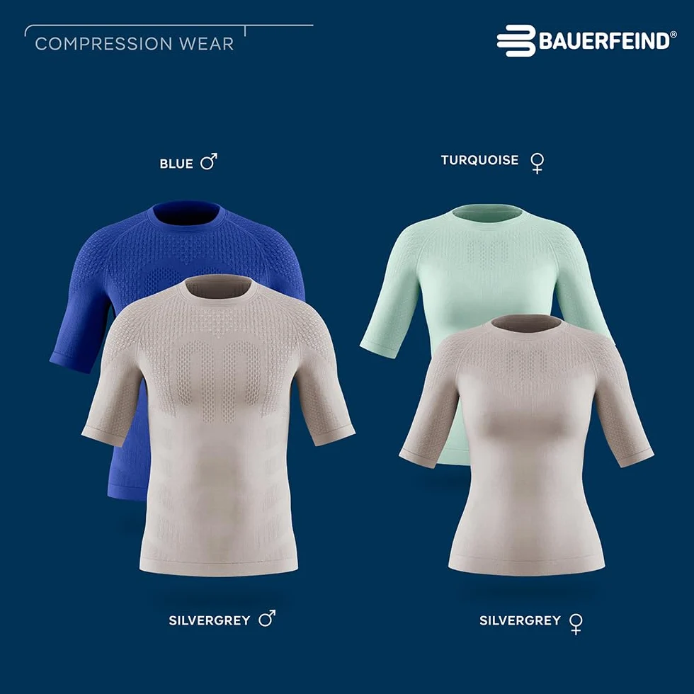 BAUERFEIND Koszulka kompresyjna "Sports Compression Shirt Short Sleeve", koszulka z krótkim rękawem dla kobiet, poprawia krążenie krwi w mięśniach tułowia i ramion, poliamid/elastan