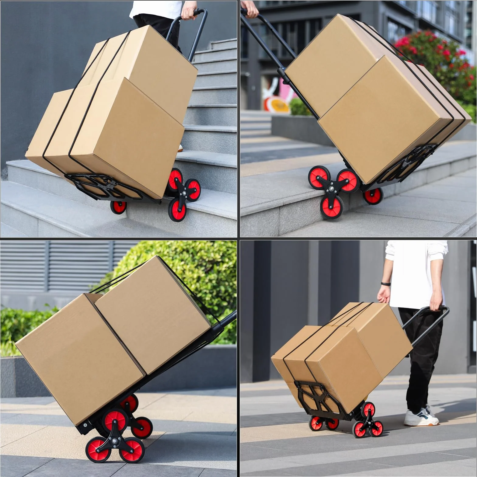 YEAUPE PRO Wózek transportowy, udźwig 80-100 kg, składany wózek transportowy, regulacja wysokości i wchodzenie po schodach do przeprowadzki i ciężkich przedmiotów, wózek schodowy z 2 linami