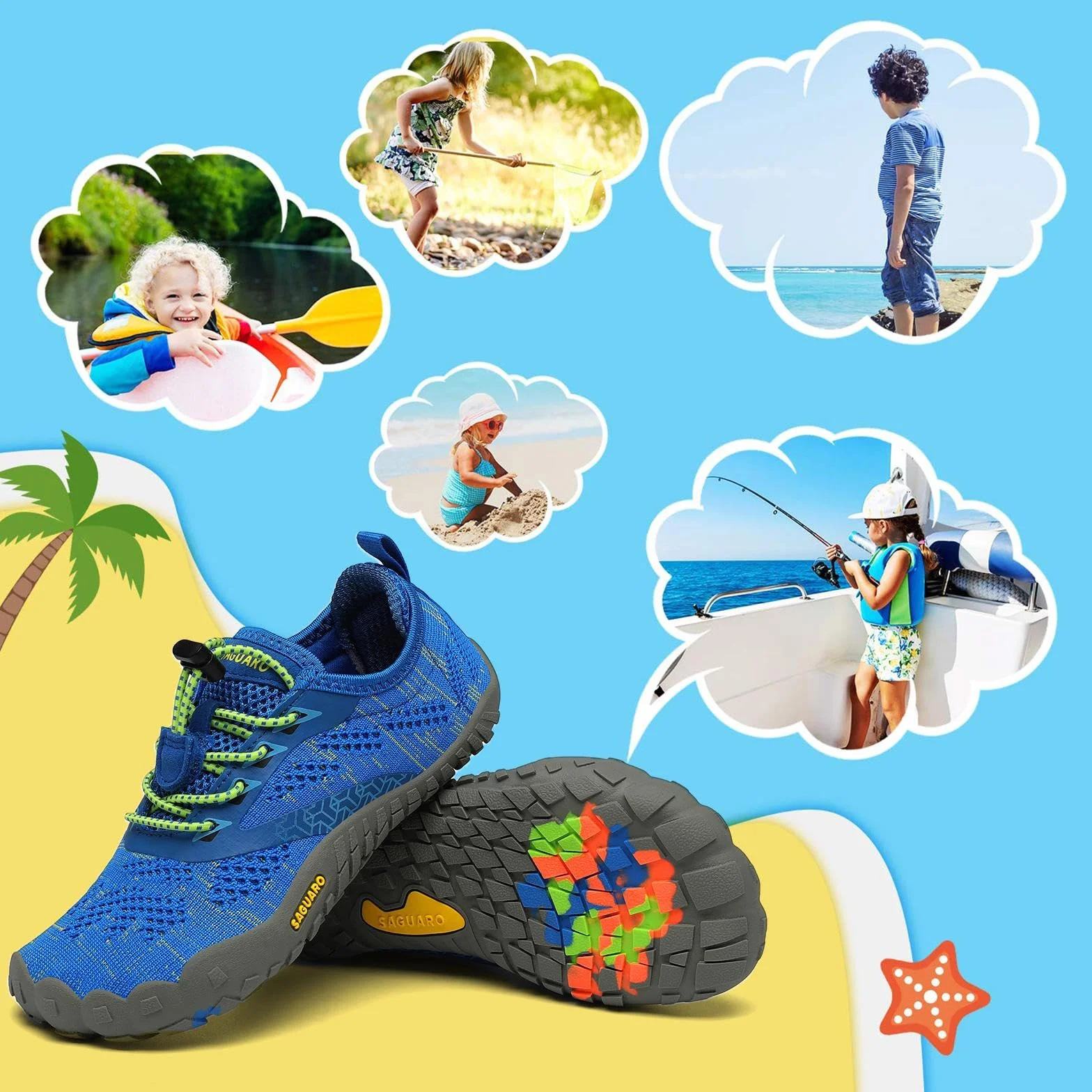 SAGUARO Dziecięce buty trekkingowe wodne plażowe 24-36 EU