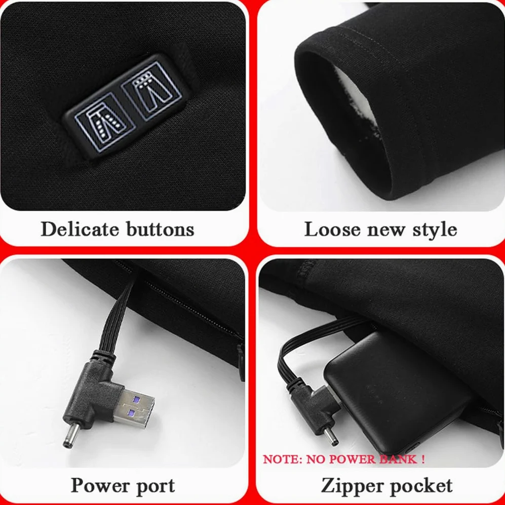 Męskie podgrzewane kalesony termiczne z ładowaniem przez USB, z polarową podszewką, do jazdy na nartach