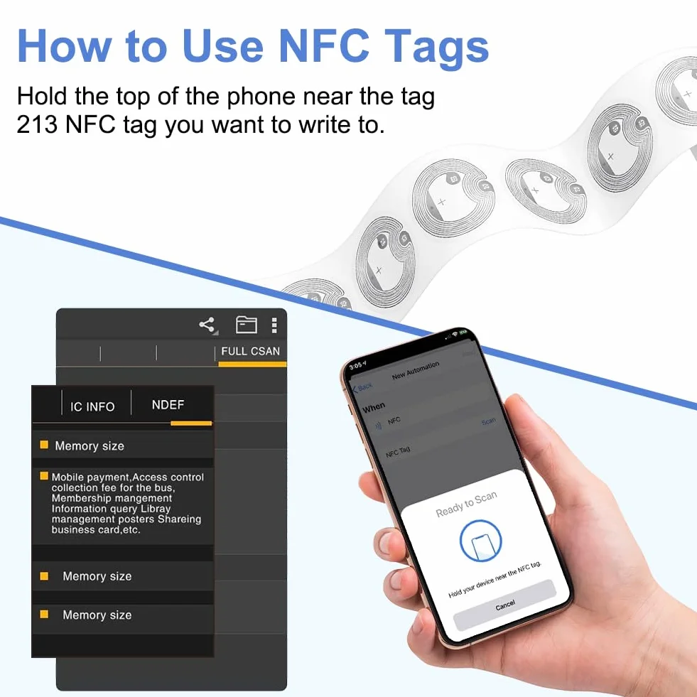OFFCUP Znaczniki NFC, 50 szt. kart monet NFC, naklejki NFC 25 mm / 1 cal NTAG213 NFC okrągłe karty znaczniki NFC kompatybilne z Tagmo Amiibo i wszystkimi telefonami komórkowymi i urządzeniami