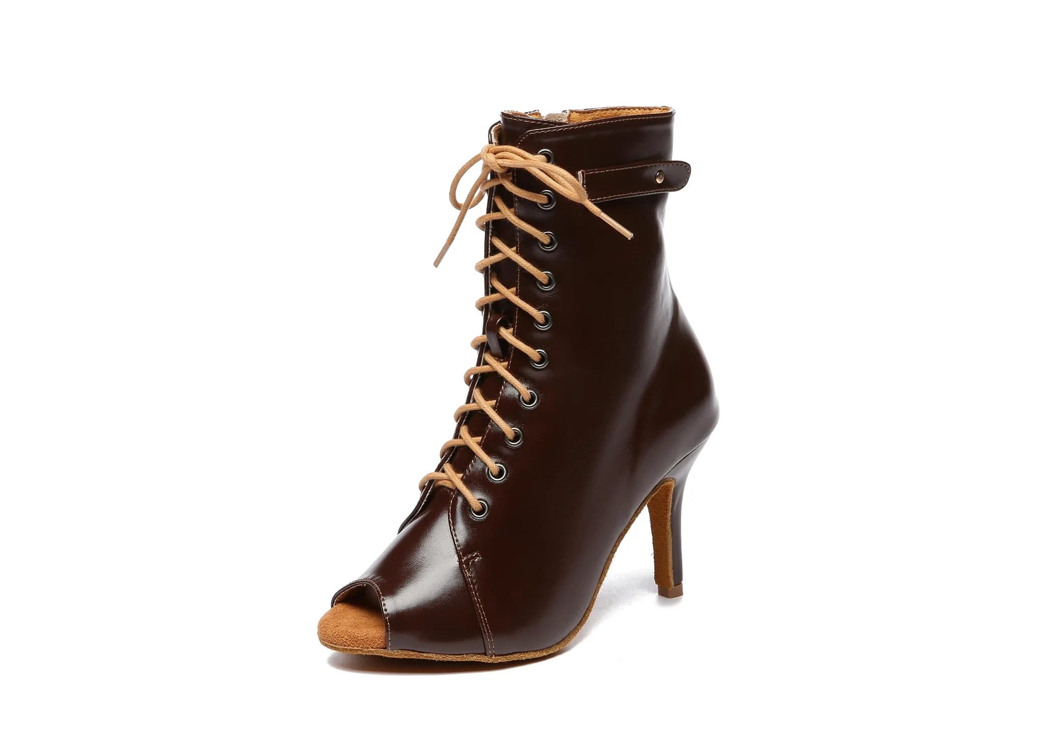 Damskie buty do tańca, na imprezę, do sali balowej, sznurowane buty latynoskie, peep toe