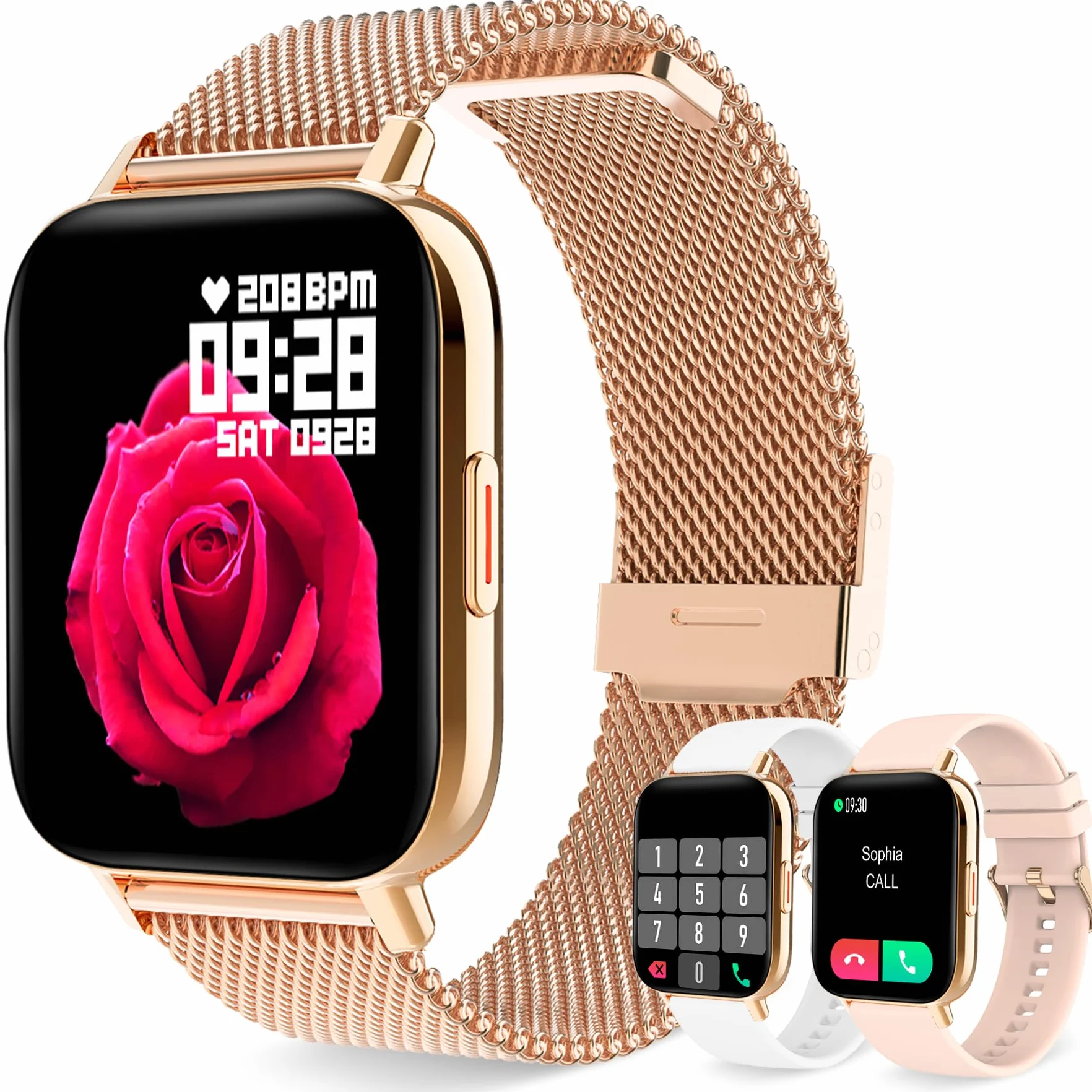 Smartwatch Damski z Pomiar Tętna, SpO2, Krokomierz, 8 Trybów Sportowych, Android iOS