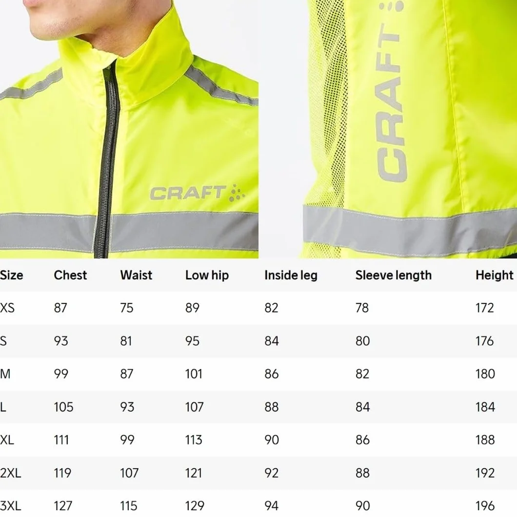 Craft Kamizelka przeciwwiatrowa Visibility Vest (rozm. S-XXL), kamizelka odblaskowa, uniseks z zamkiem błyskawicznym, kamizelka rowerowa, odblaskowa, XL