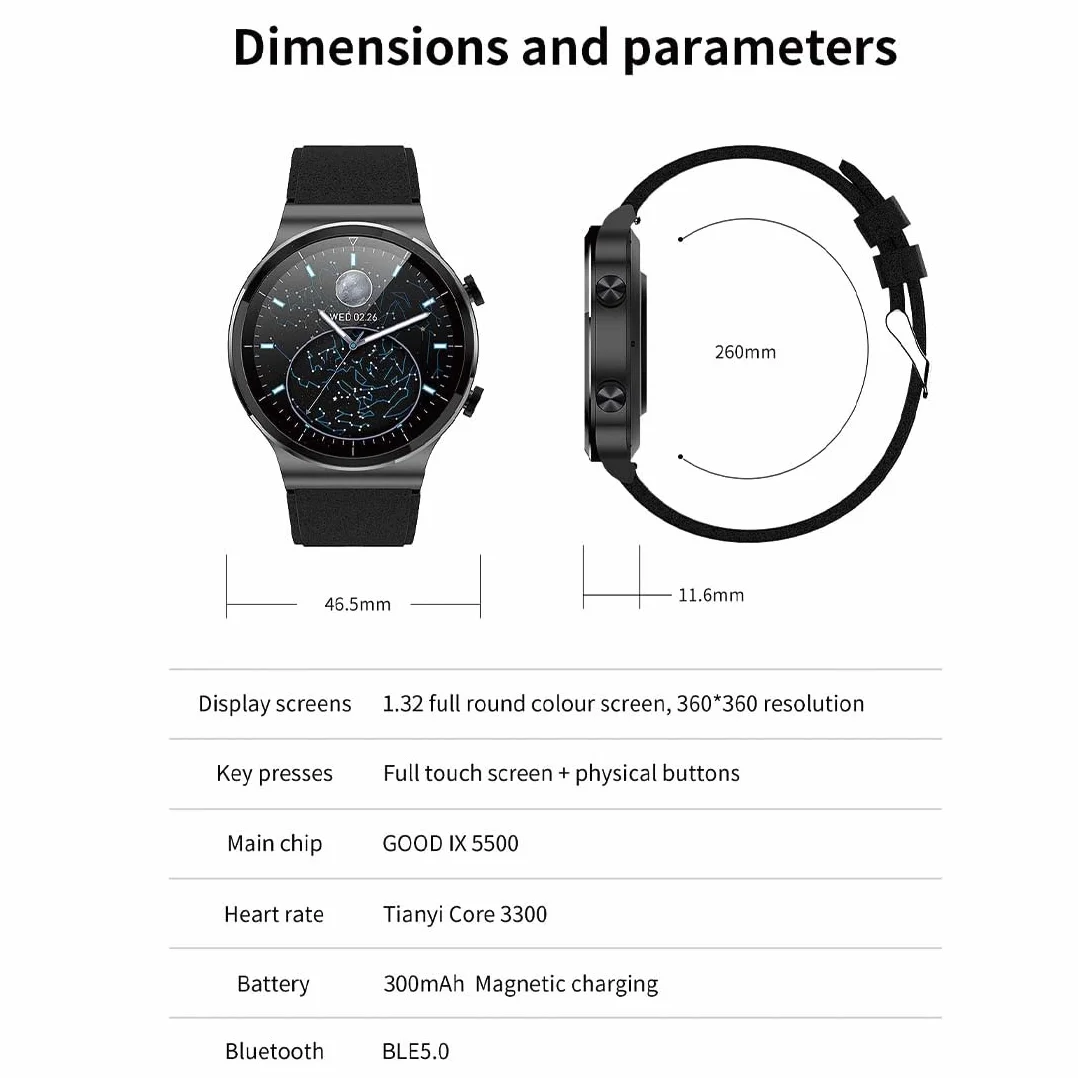 RollsTimi Inteligentny zegarek męski, monitor snu, wodoodporny zegarek sportowy IP67, czarny zegarek ze stali nierdzewnej do systemu Android iOS.