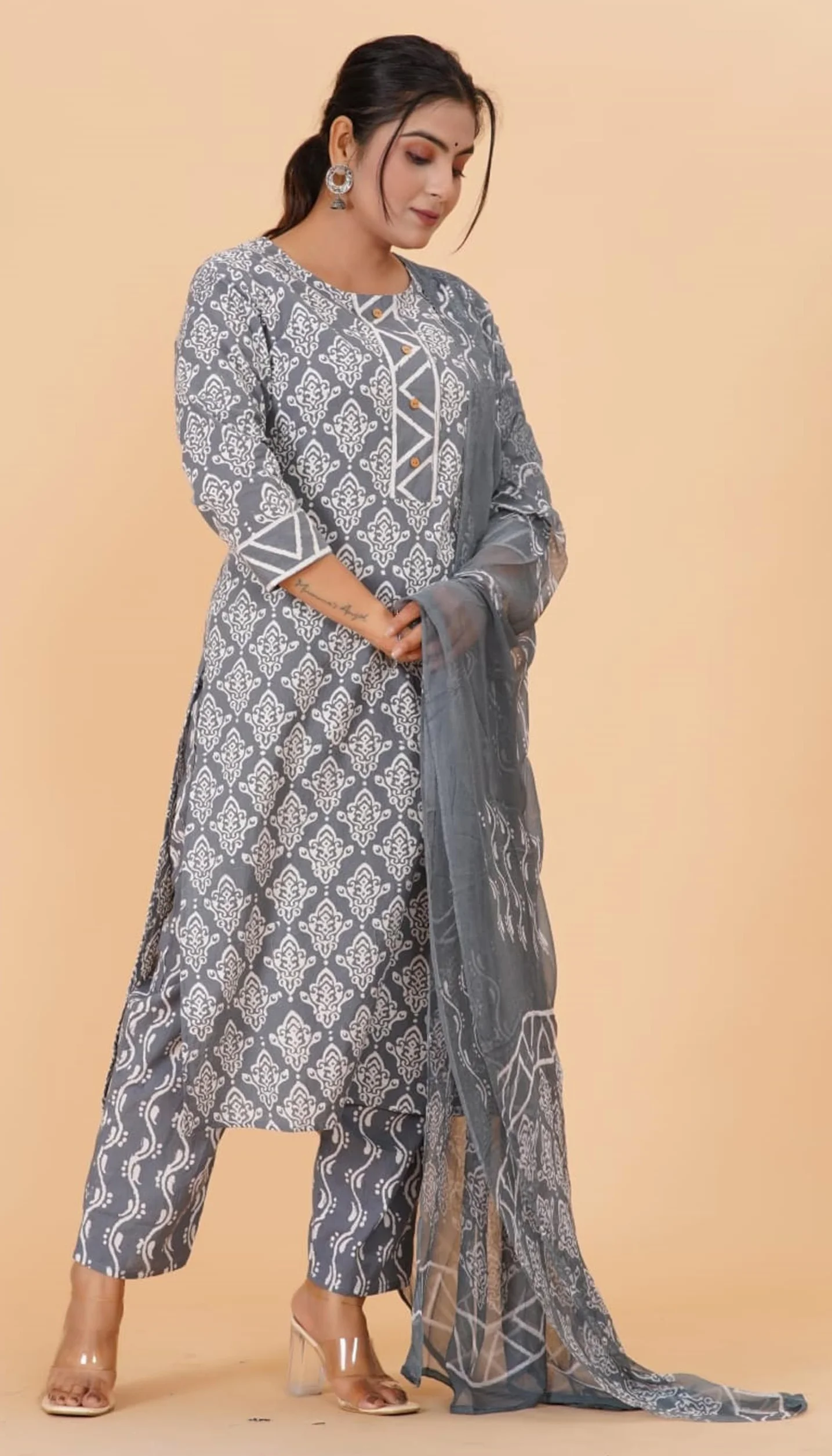 Indyjski Prosto Kurta Spodnie Zestaw dla Kobiety Czysta Bawełna Kurti Spodnie z Dupatta