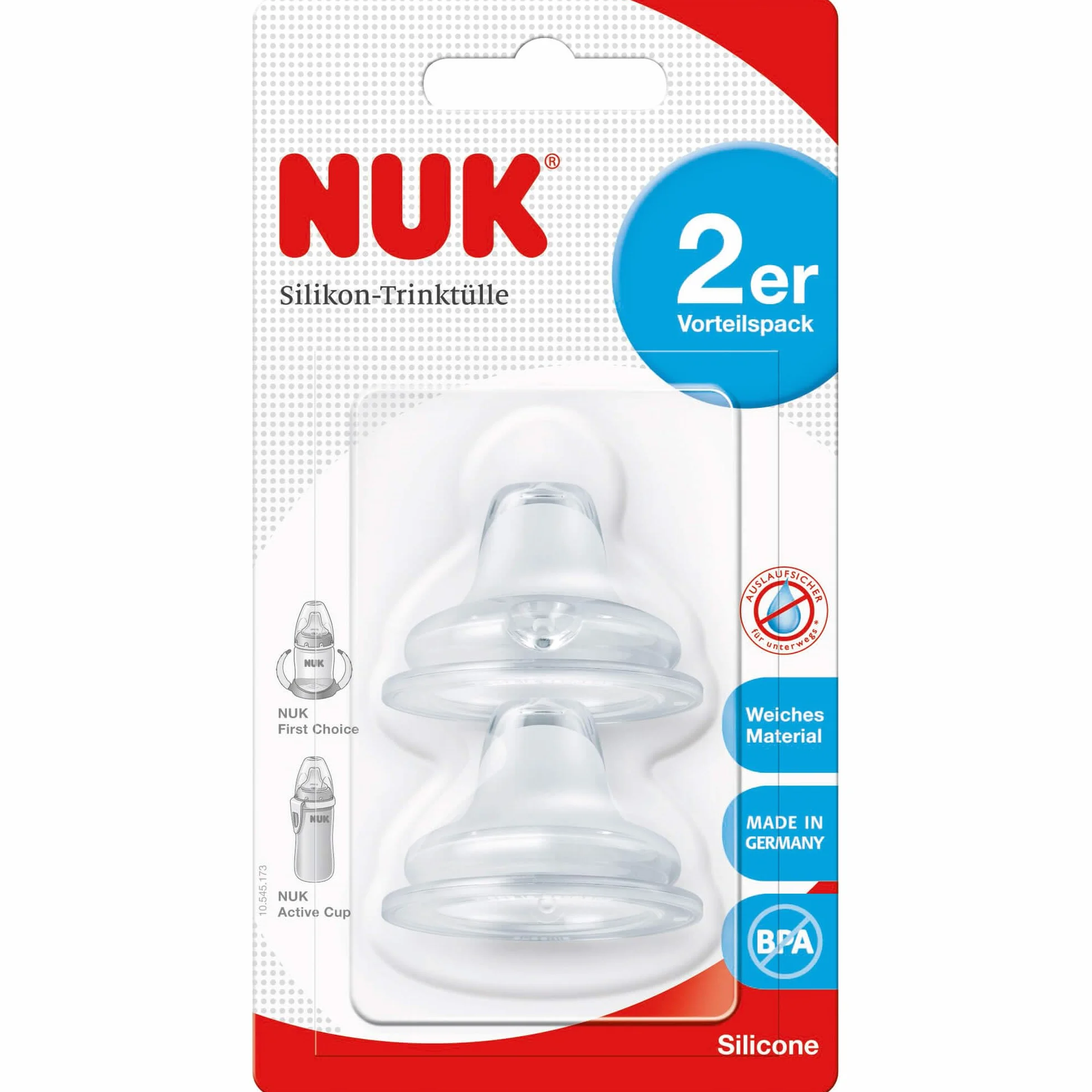 Nuk 10256442 Smoczek do Butelki dla Dzieci, Przezroczysty, 2 sztuki