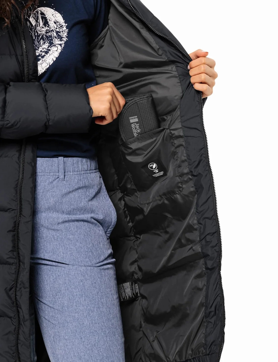 Jack Wolfskin Frozen Palace Coat damska parka puchowa, czarna, M