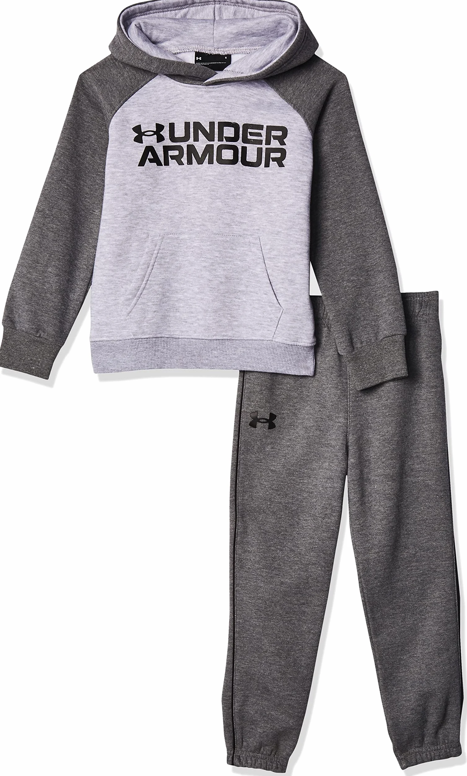 Under Armour Chłopięca bluza z kapturem i joggerami z długim rękawem i logo, Szary, 6