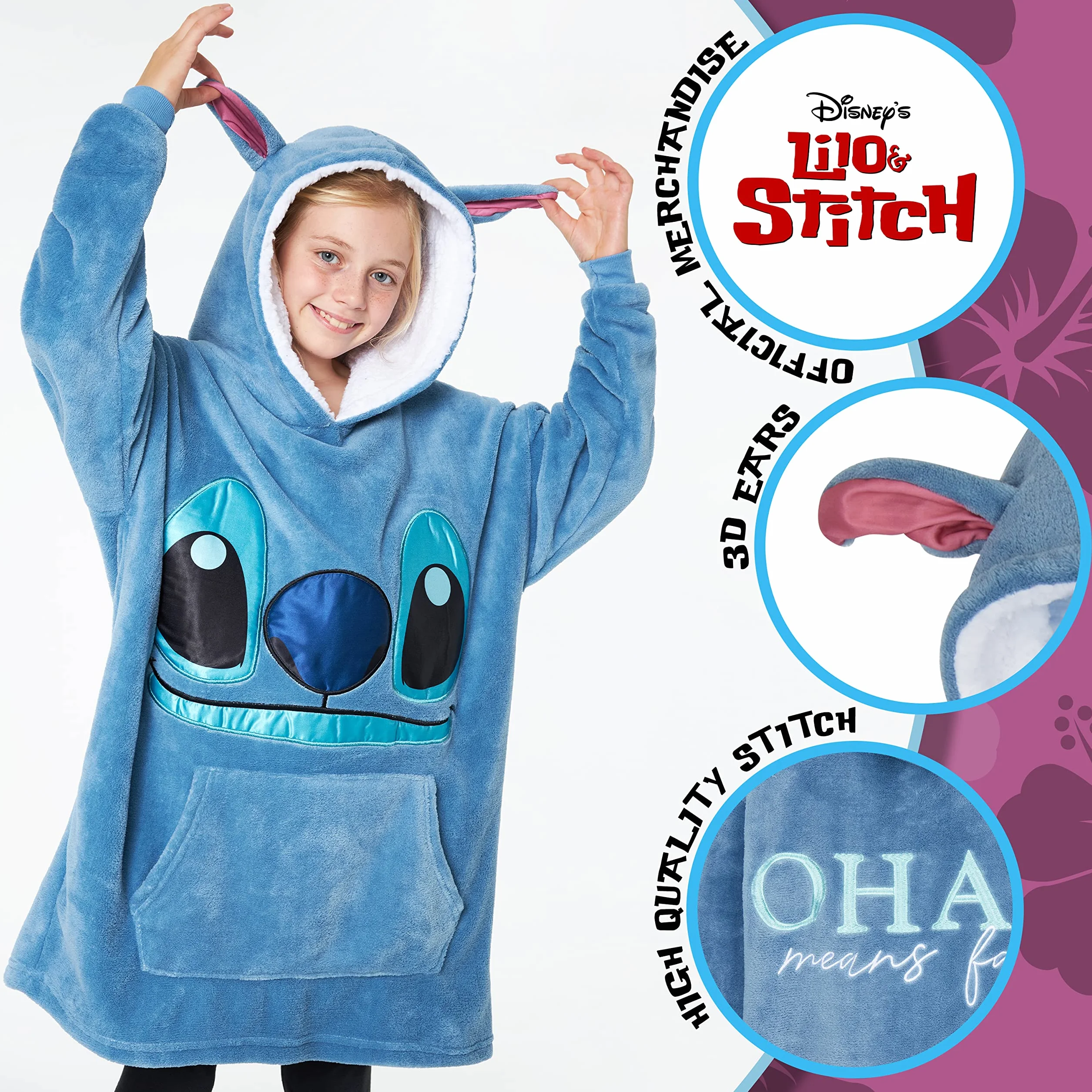 Disney Bluzy dla dziewczynek, dziecięca bluza z kapturem oversize, Stitch Minnie Mickey Disney Gifts