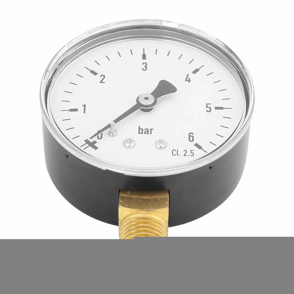 Air Pressure Hydraulic 1/4 NPT Mounting Meter 0-6 Bar Water And Air Instrument Dial Side Measurement Tool