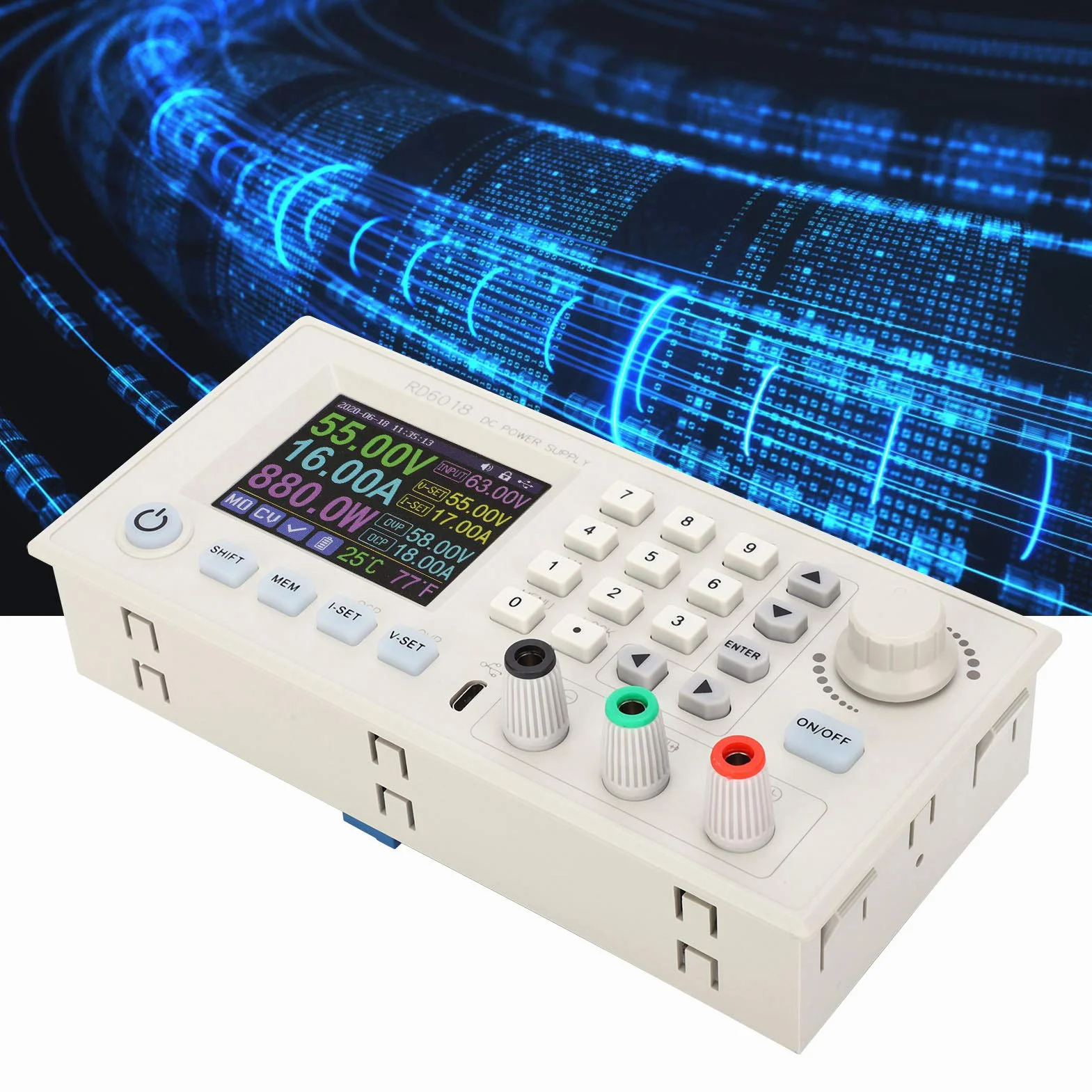 Eujgoov Regulowany Zasilacz Stabilizowany Regulator Napięcia 6-70 V do 0-60 V Moduł Podwyższania i Obniżania Napięcia z Wyświetlaczem LCD RD6018