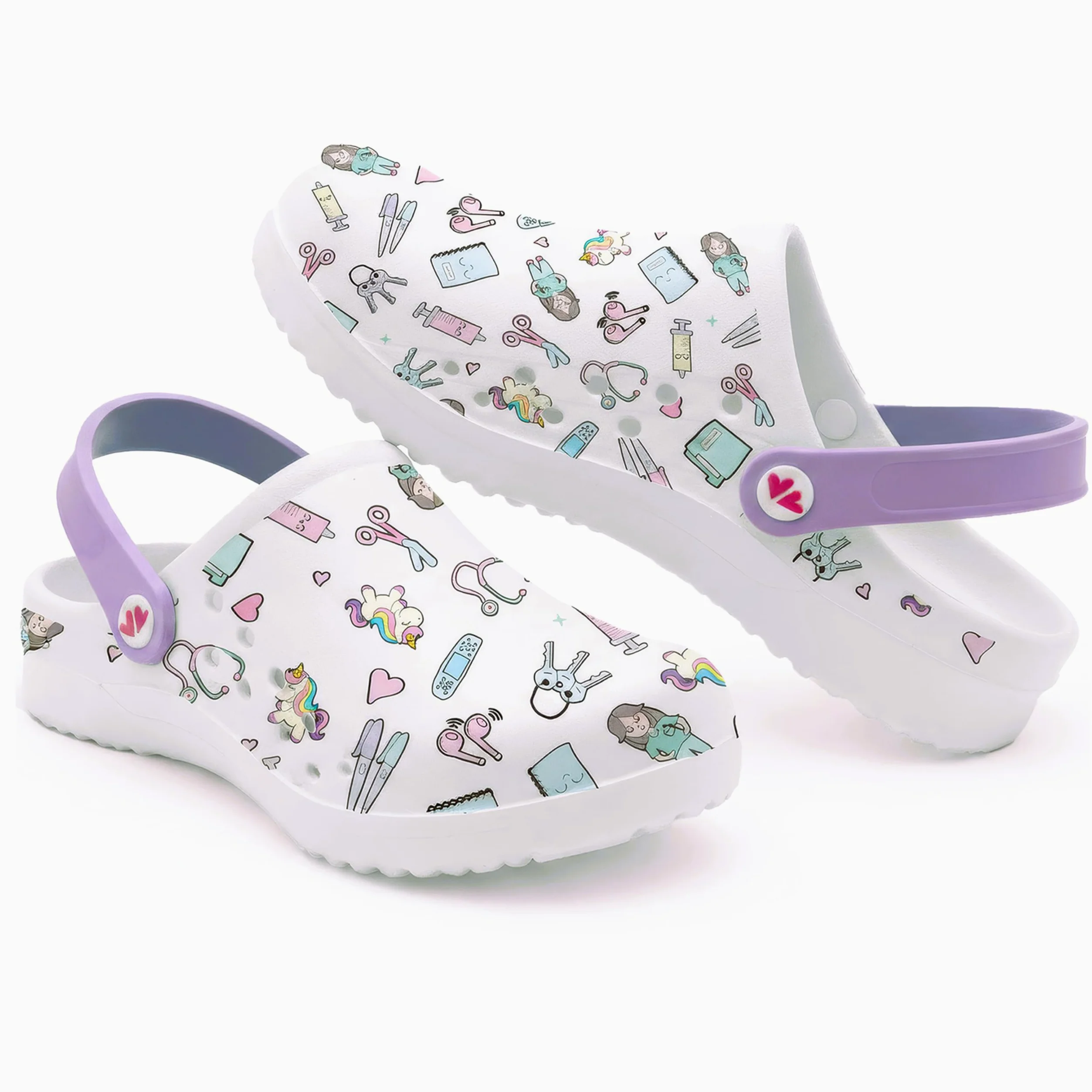 Nurse is Love Chodaki zdrowotne - Ortopedyczne buty zdrowotne z zabawnymi wzorami | prezent dla pielęgniarki