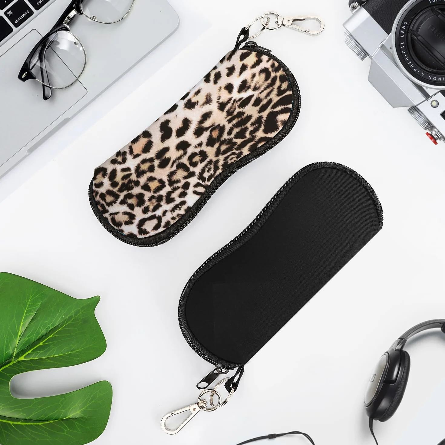 MoKo Etui na okulary - 2 szt. [Ultra lekki] neoprenowy zamek błyskawiczny do przechowywania miękkich okularów przeciwsłonecznych z klipsem do paska do okularów, etui na klucze, ołówki, karty