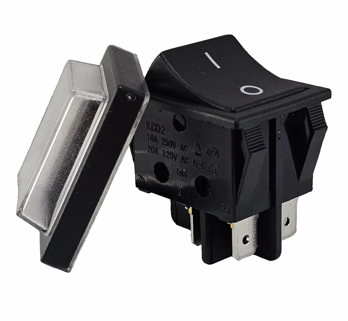 Wodoszczelny przełącznik kołyskowy On/Off 4 piny, 16 A, 250 AC/DC, z wodoszczelną osłoną IP65, czarny