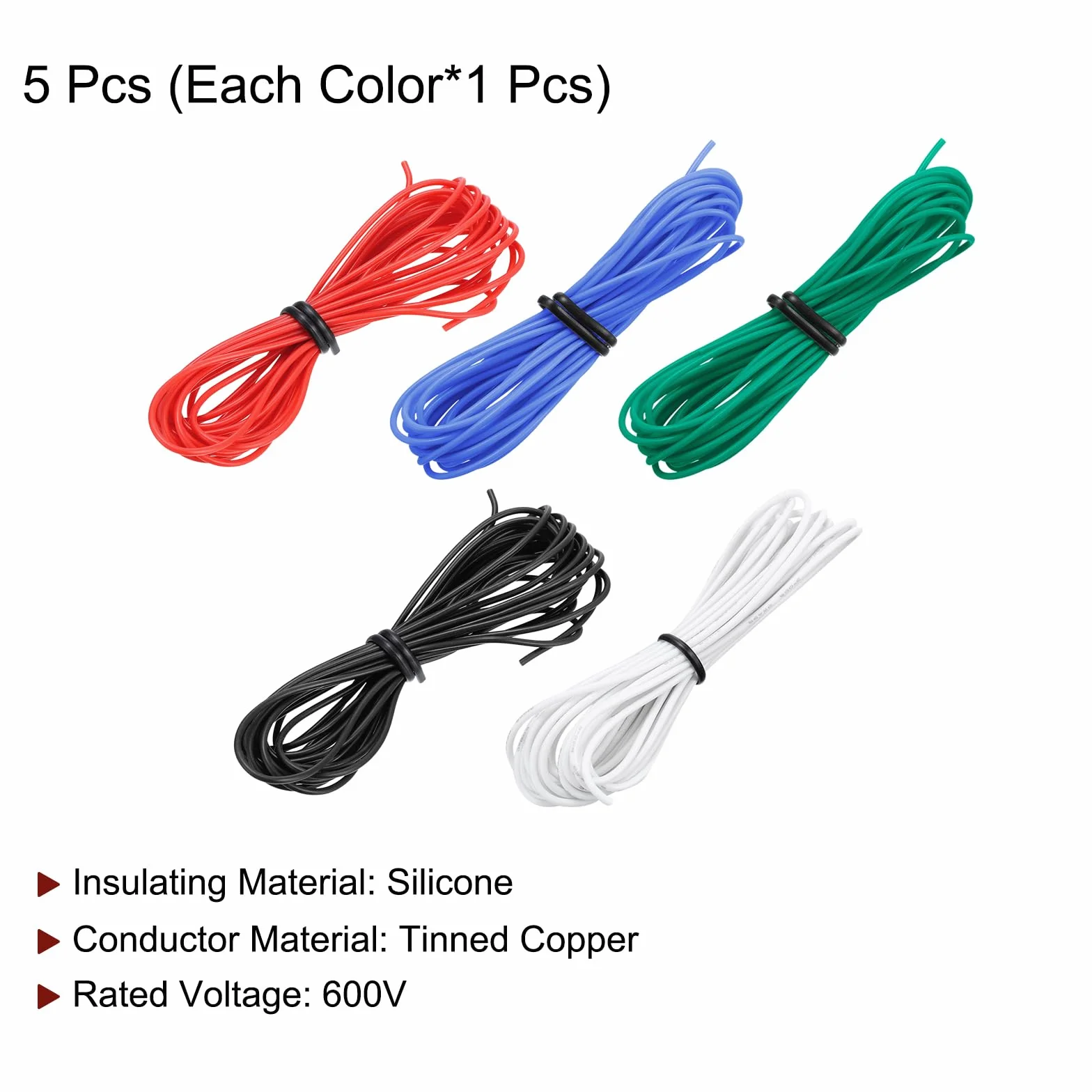 sourcing map 28AWG przewód elektryczny kabel 1,5 metra drut litzowy silikonowy cynowany szpula drutu miedzianego każdy 0,08 mm² solidny przewód elektroniczny do DIY modeli RC lamp urządzeń