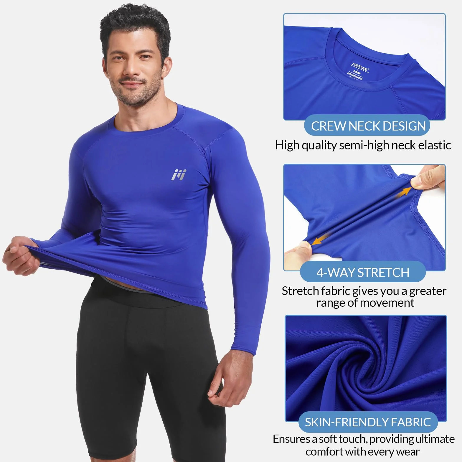 MEETWEE Rashguard męska koszulka kąpielowa UV UPF 50+ długi rękaw szybkoschnąca kompresyjna do surfingu