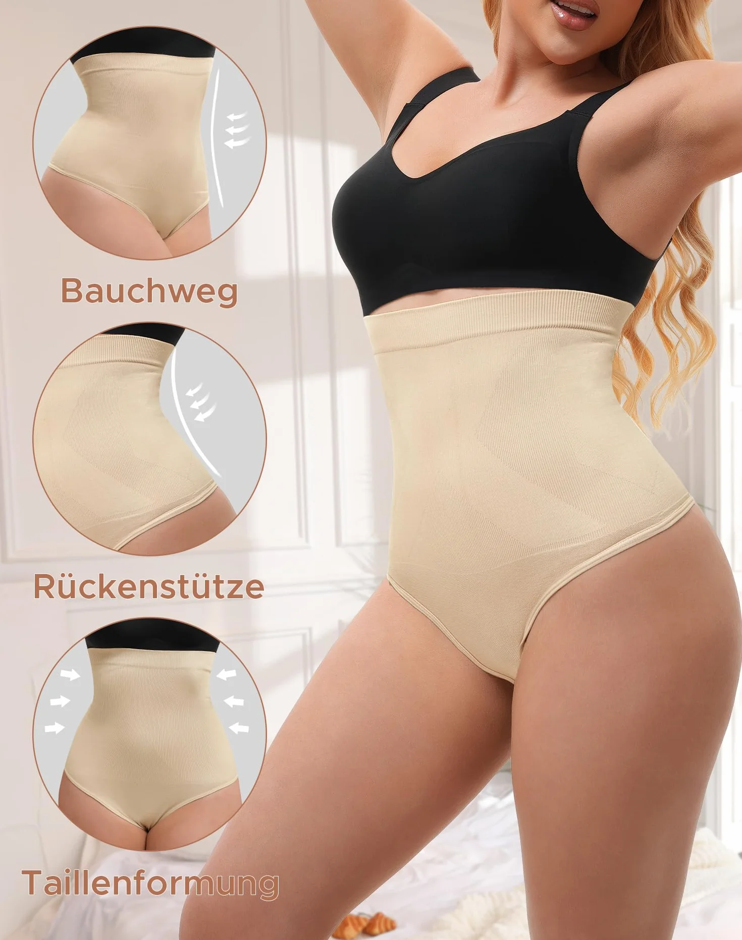 INNERSY Shapewear damskie majtki wyszczuplające brzuch, tanga gorsetowe, bielizna modelująca brzuch