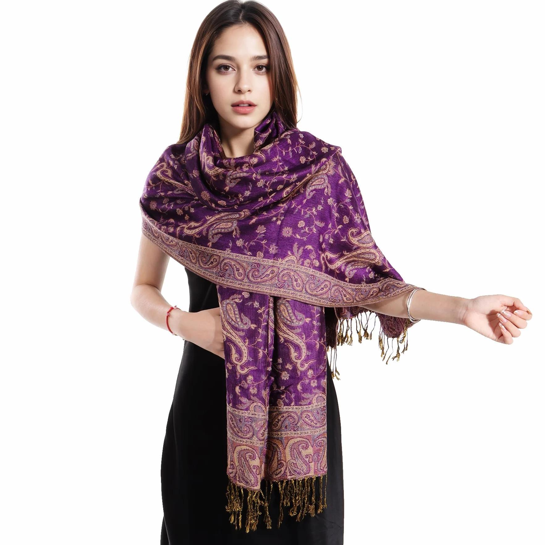 Kobiety Pashmina Szale i Chusty Szalik Miękki Jedwabisty Odwracalny Szaliki Paisley Szal dla Kobiet