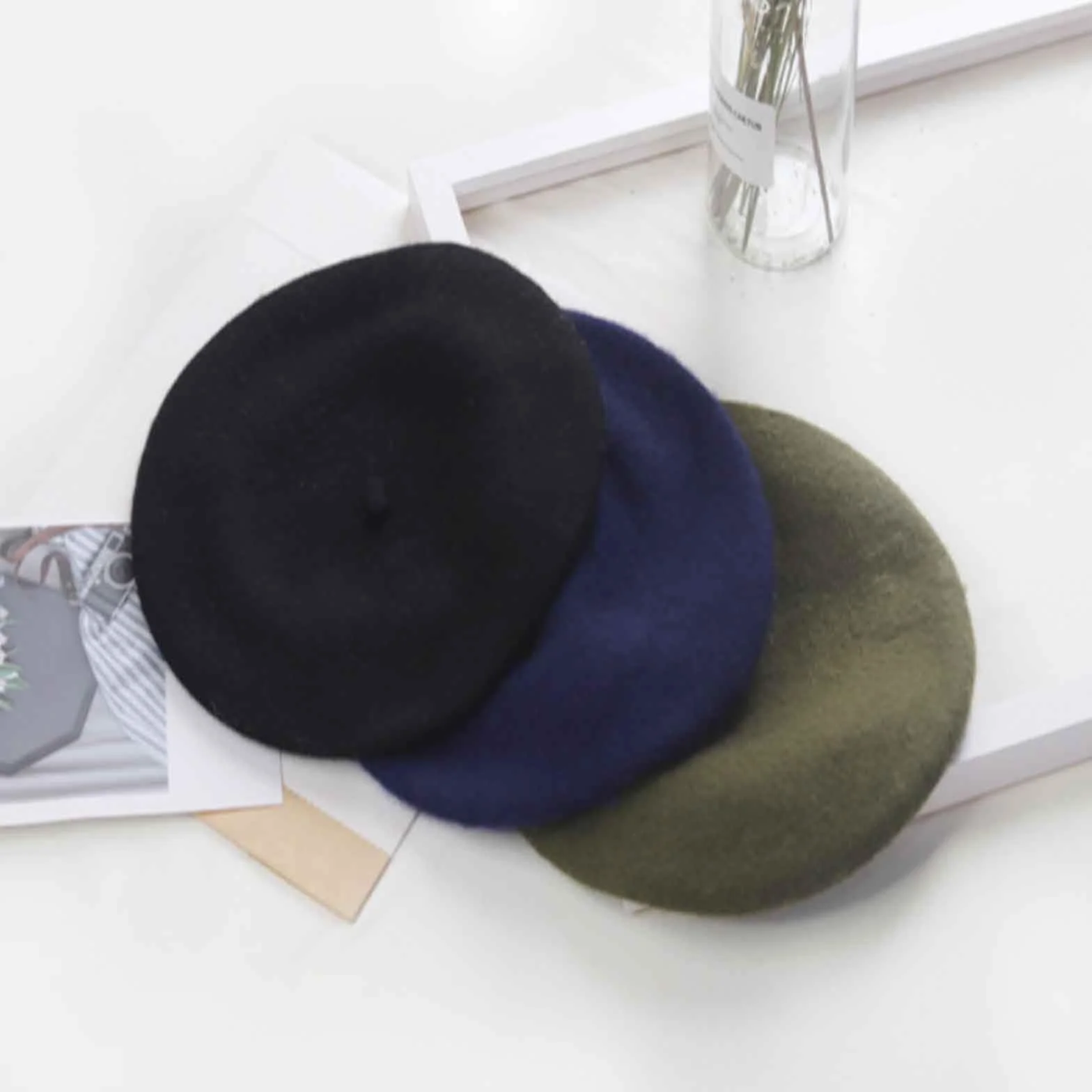 Wełniany beret damski czapka beanie francuski