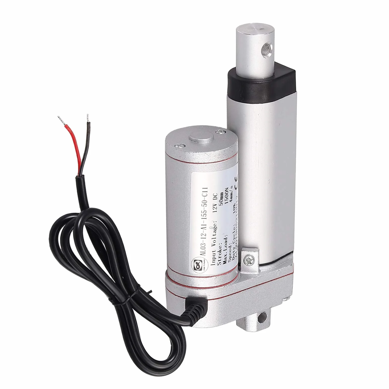 AUTOUTLET siłownik liniowy, do otwierania bramy, do dużych obciążeń 150 kg, 12 V DC, 1500 N, 50 mm, elektryczny siłownik liniowy do samochodów, mebli i innych