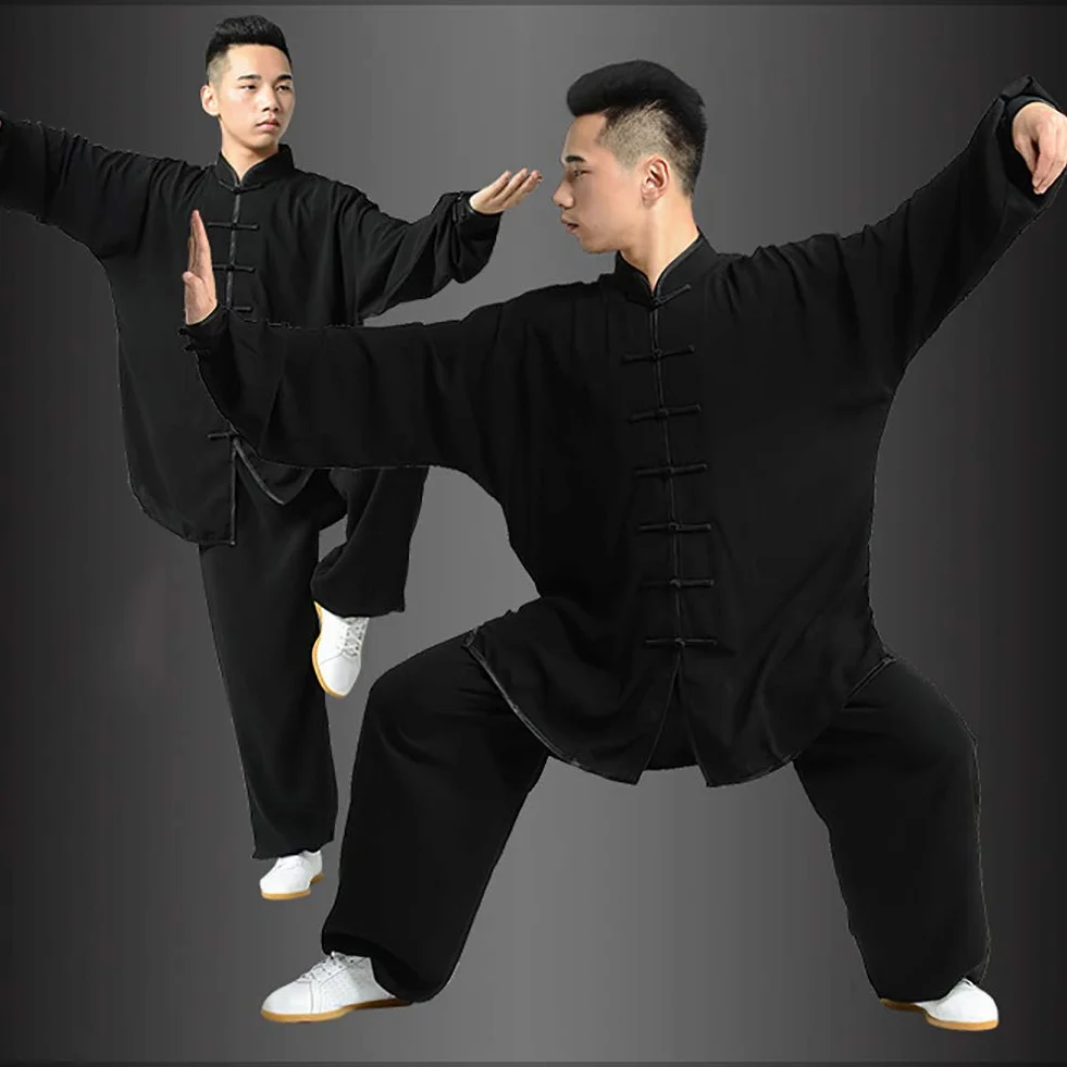 Klamra Strój Tai Chi Kung Fu i Qi Gong Unisex Chiński Styl Kostium Wiosna Jesień Zima Topy Spodnie