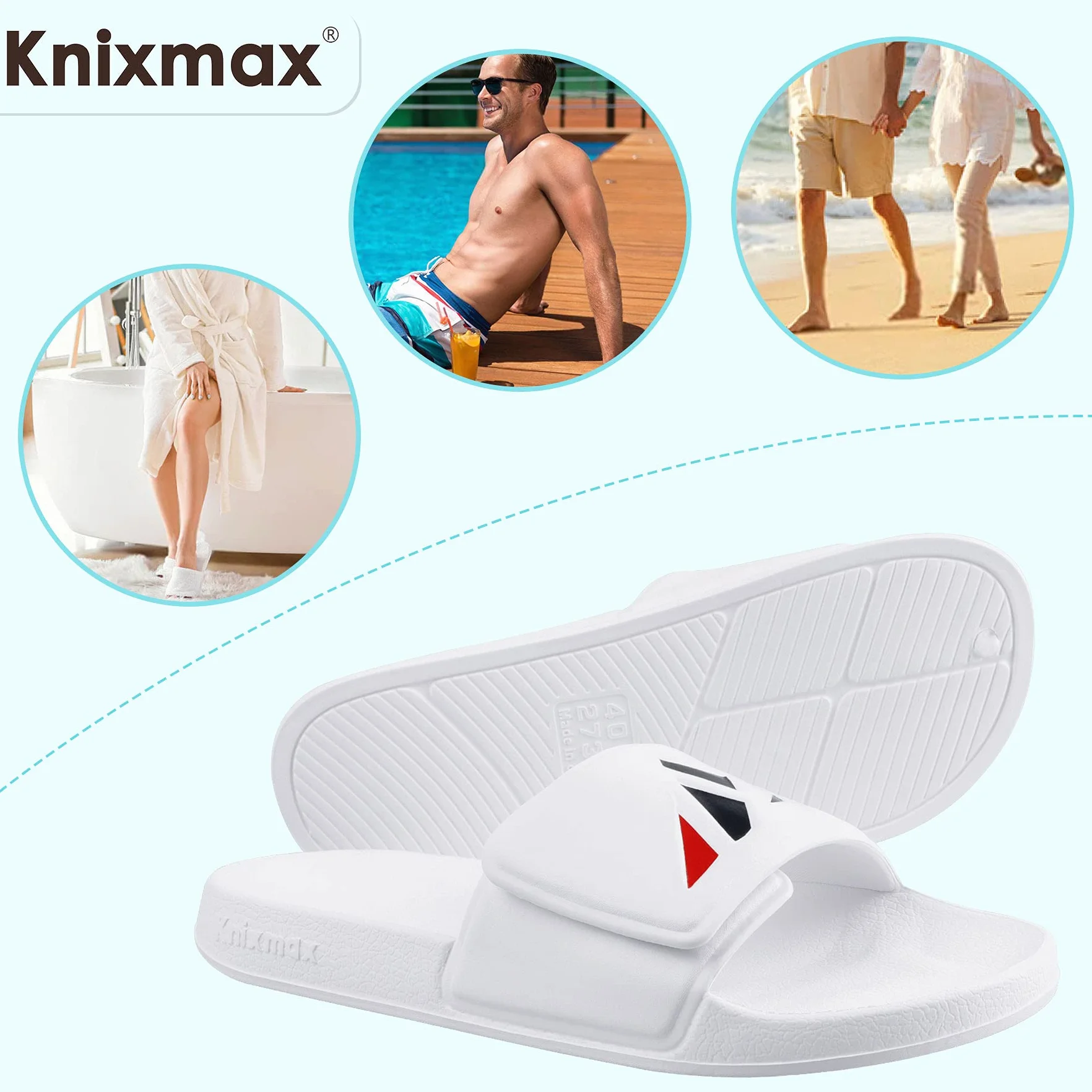 Knixmax Sandały Letnie Otwarte Palce Buty Plażowe i Basenowe Suwaki Prysznic Siłownia