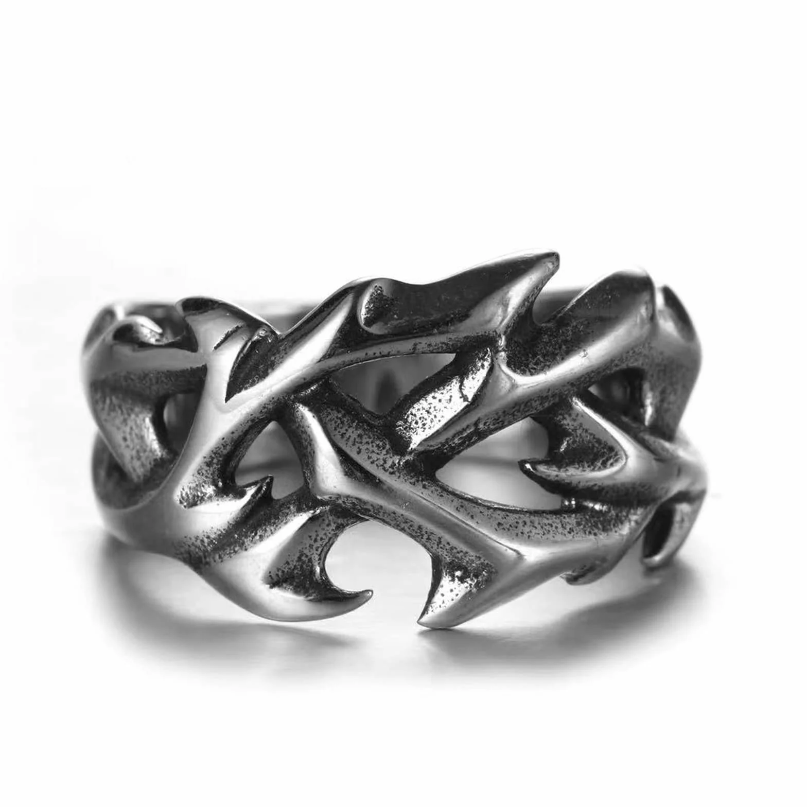 Vintage Hollow Out Design ciernie ze stali nierdzewnej męski pierścionek pierścionki dla par dla mężczyzn kobiety fajne Nordic Viking akcesoria biżuteria prezent