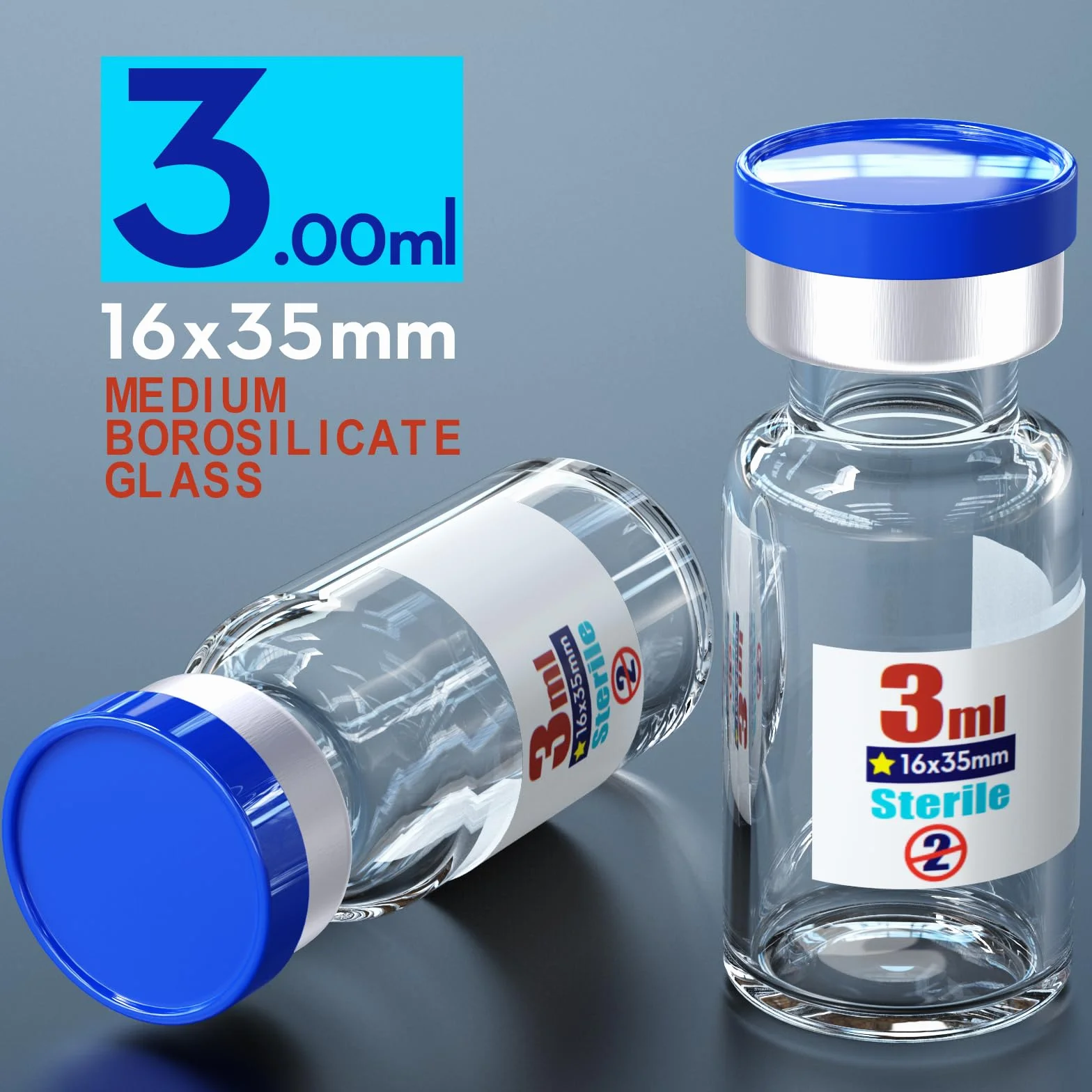 Sterylne fiolki z portem wtryskowym 3 ml z aluminiową nasadką (10 szt.)