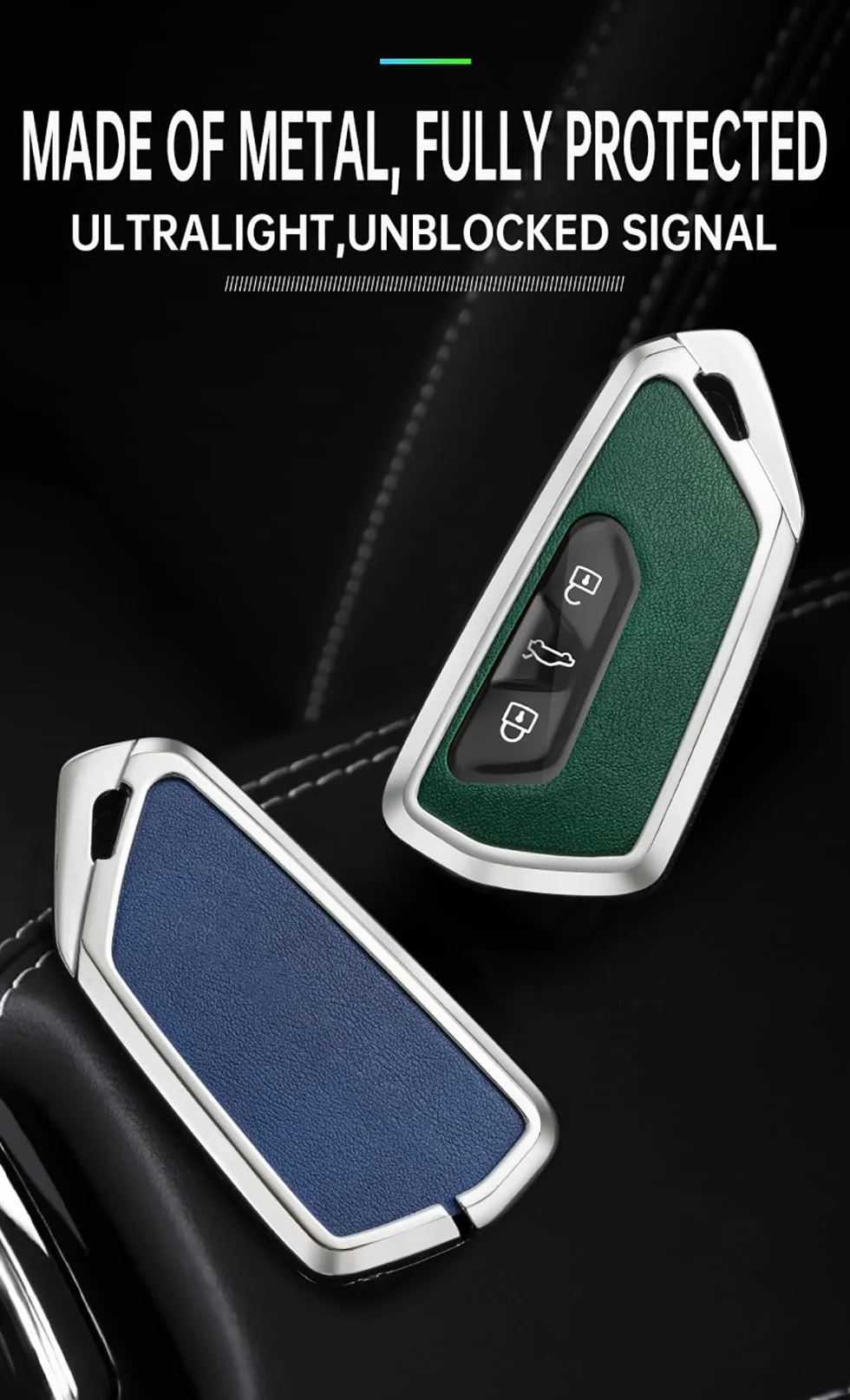 ontto Metalowe etui na klucze samochodowe z breloczkiem do Skoda Octavia A8 MK8 Seat Leon Cupra Formentor VW Golf 8 ID.6