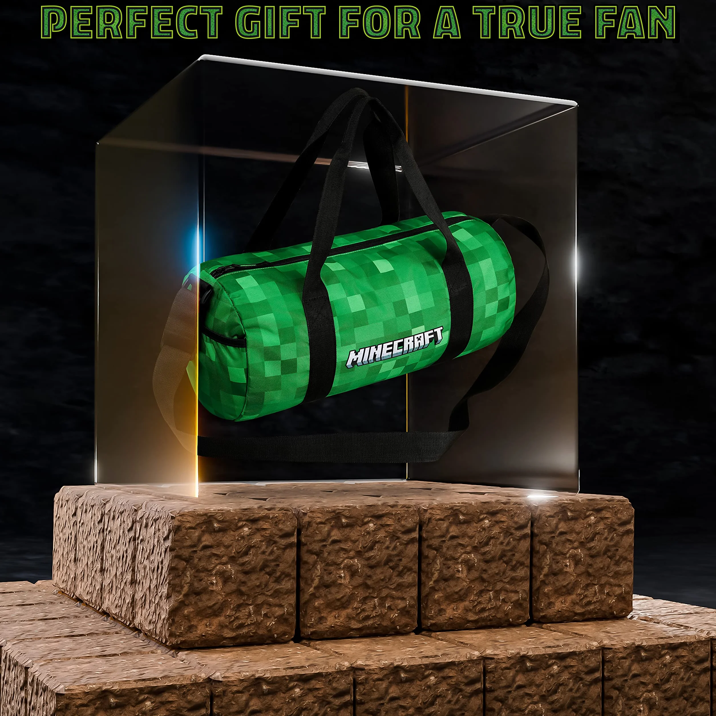 Minecraft Torba sportowa dla dzieci podróżna zielona 41x18x19cm