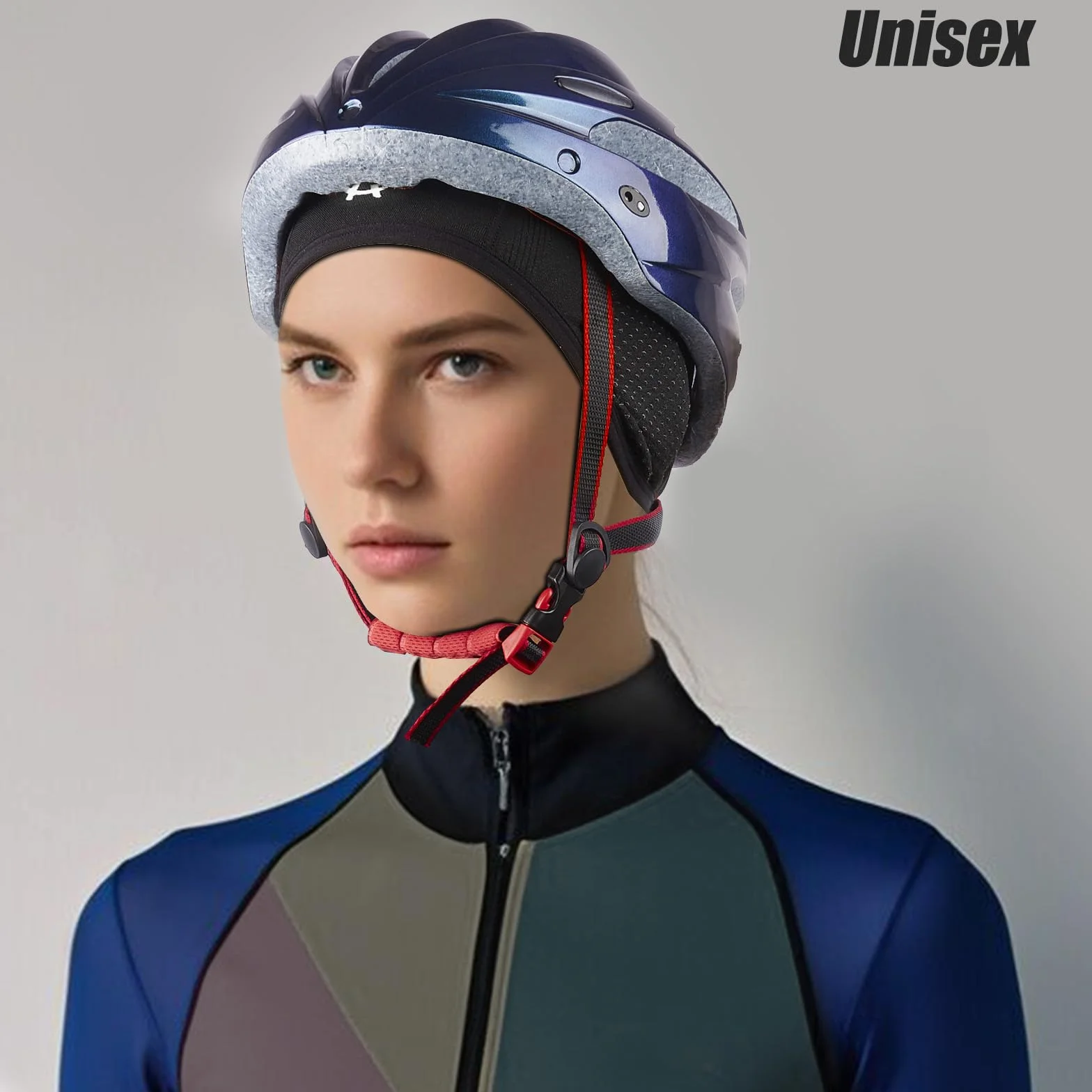 ROTTO Czapka rowerowa pod kask oddychająca z nausznikami czarno-szara